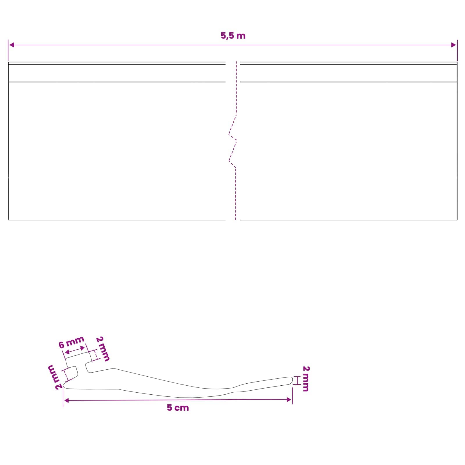 Garázs ajtó tömítés fekete 52 x 2 mm 5,5 m pvc