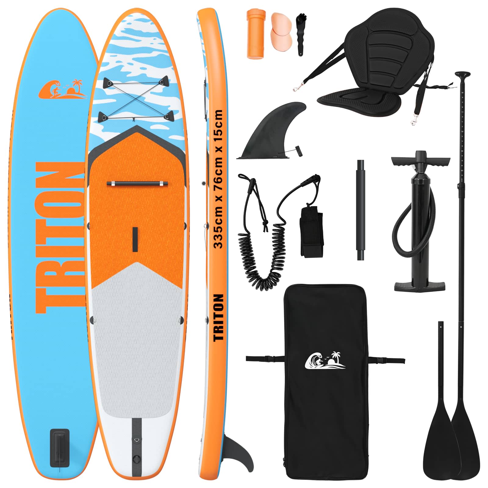 Sup tábla ülőhellyel 2 az 1-ben triton 335 x 76 x 15 cm kék