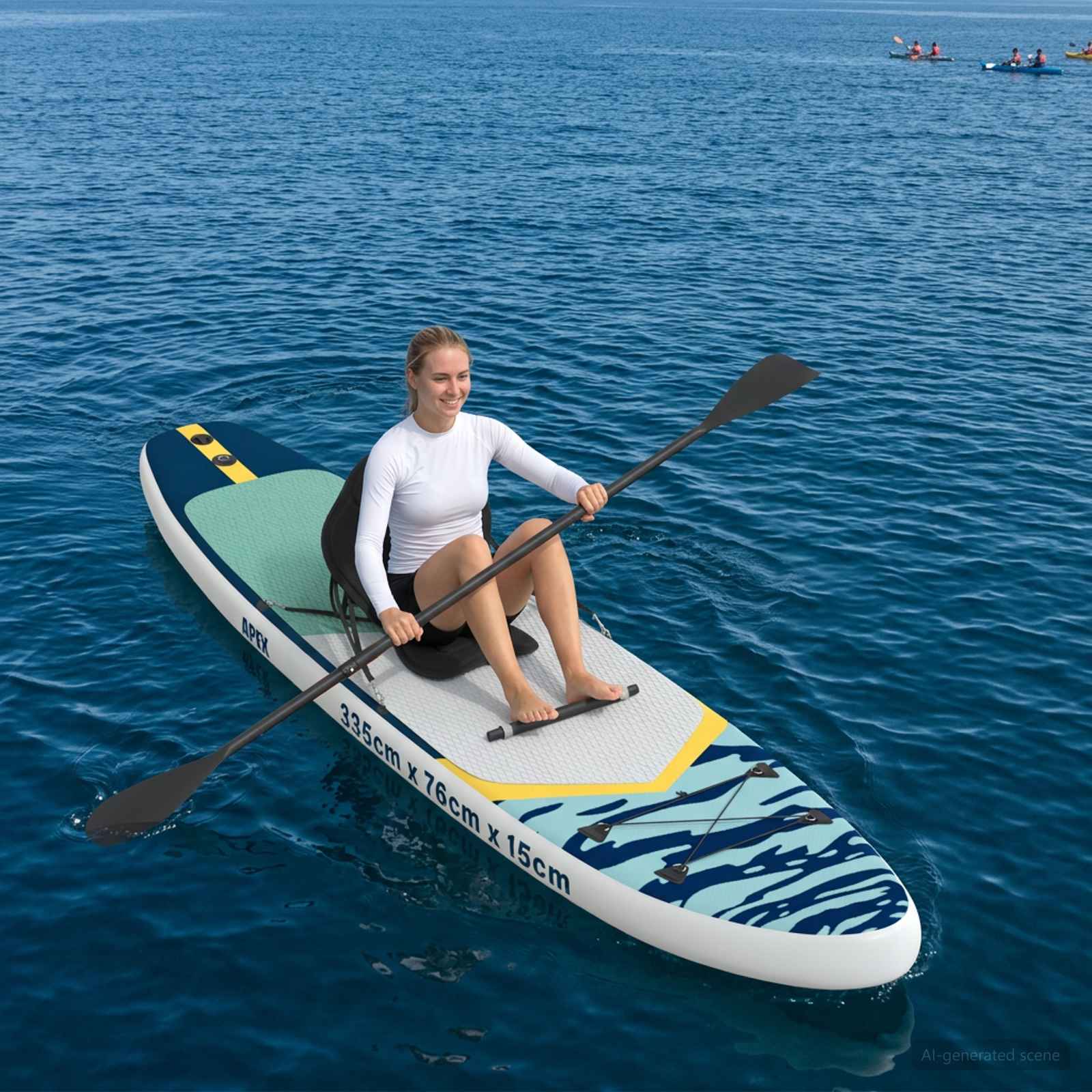 Sup tábla ülőhellyel 2 az 1-ben apex 335 x 76 x 15 cm kék