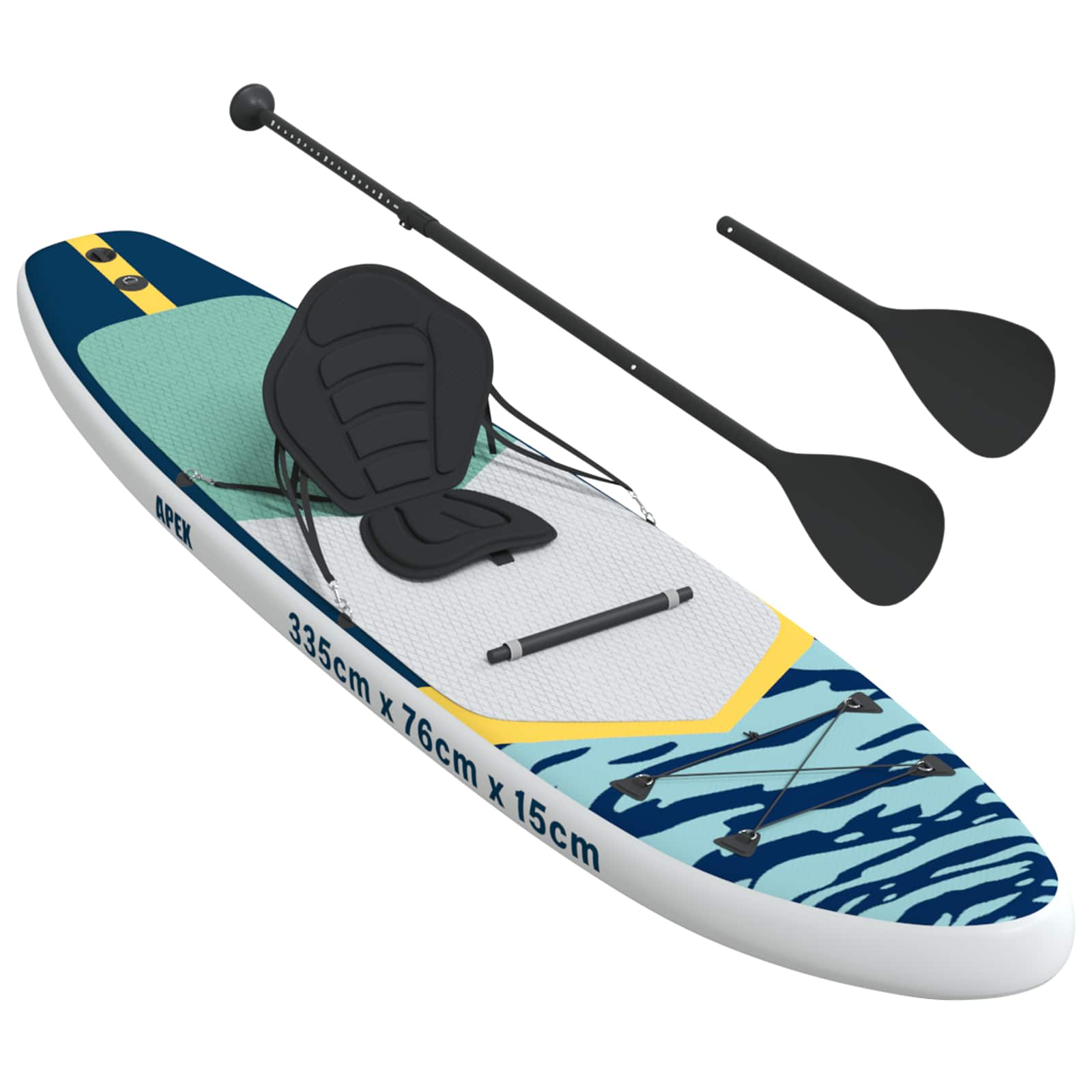 Sup tábla ülőhellyel 2 az 1-ben apex 335 x 76 x 15 cm kék