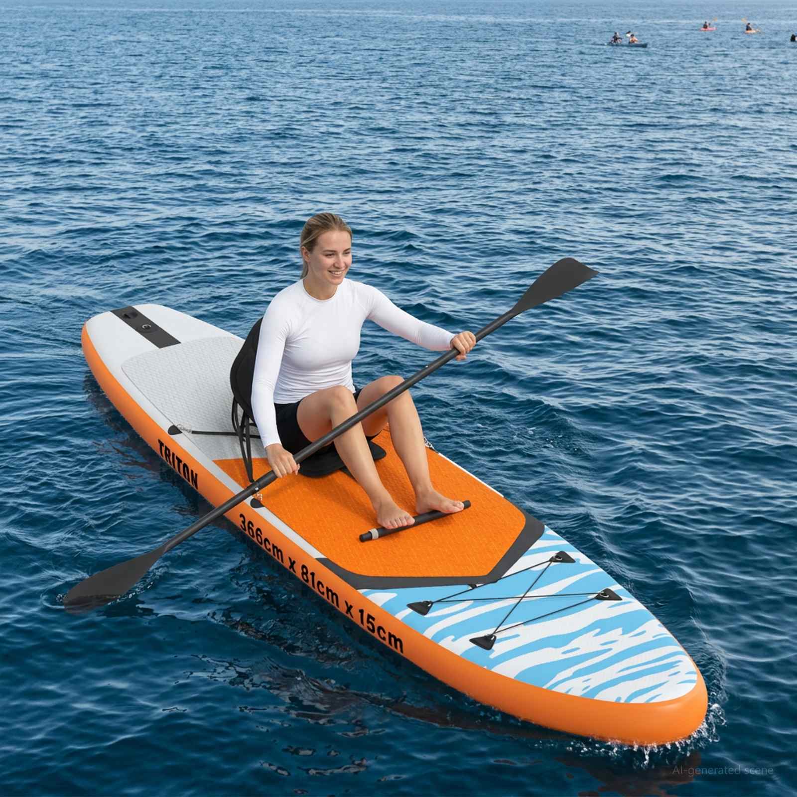 Sup tábla ülőhellyel 2 az 1-ben triton 366 x 81 x 15 cm kék