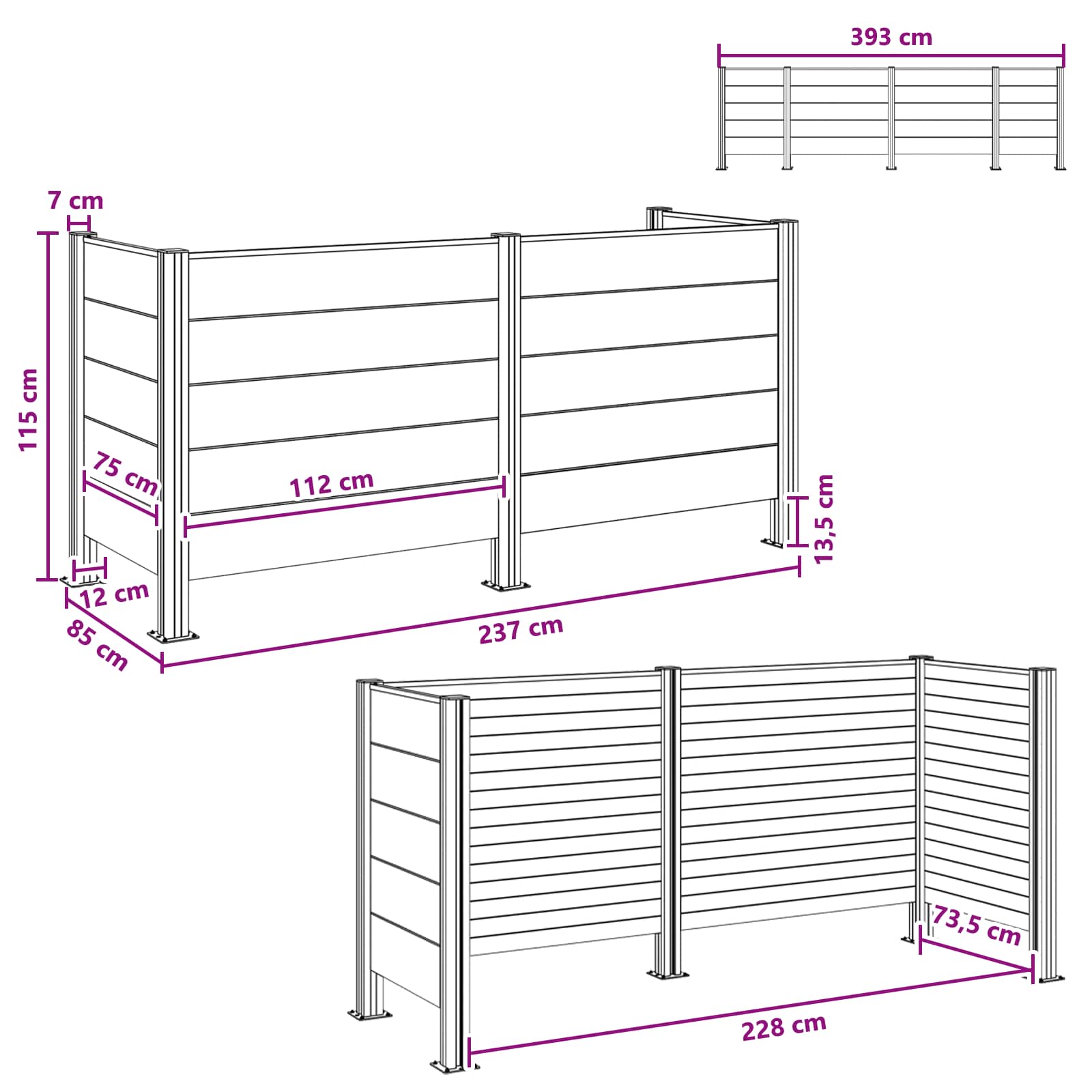 Hulladék gyűjtő kerítés barna 237 x 85 x 115 cm