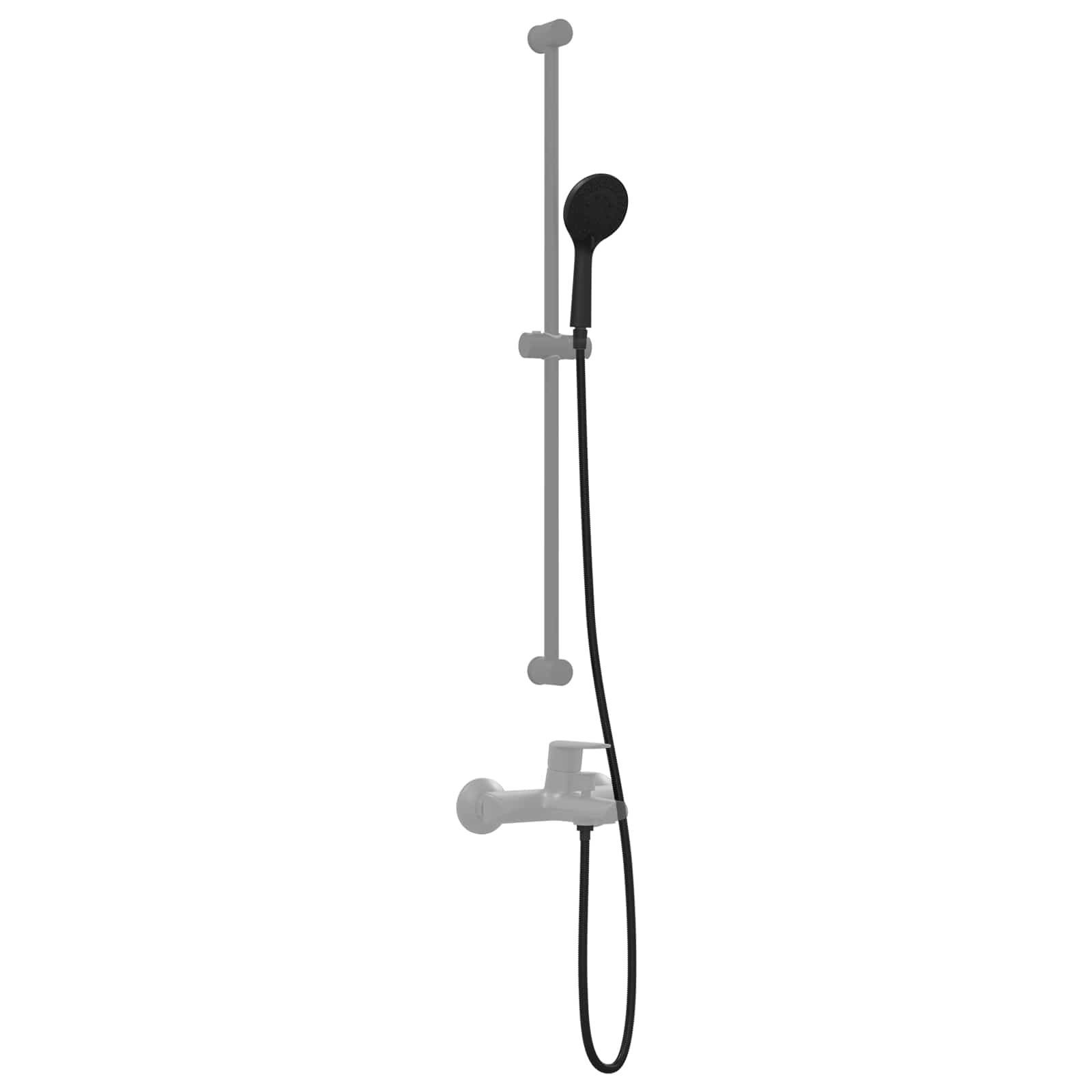 Zuhanyfej készlet fekete 150 cm rozsdamentes acél