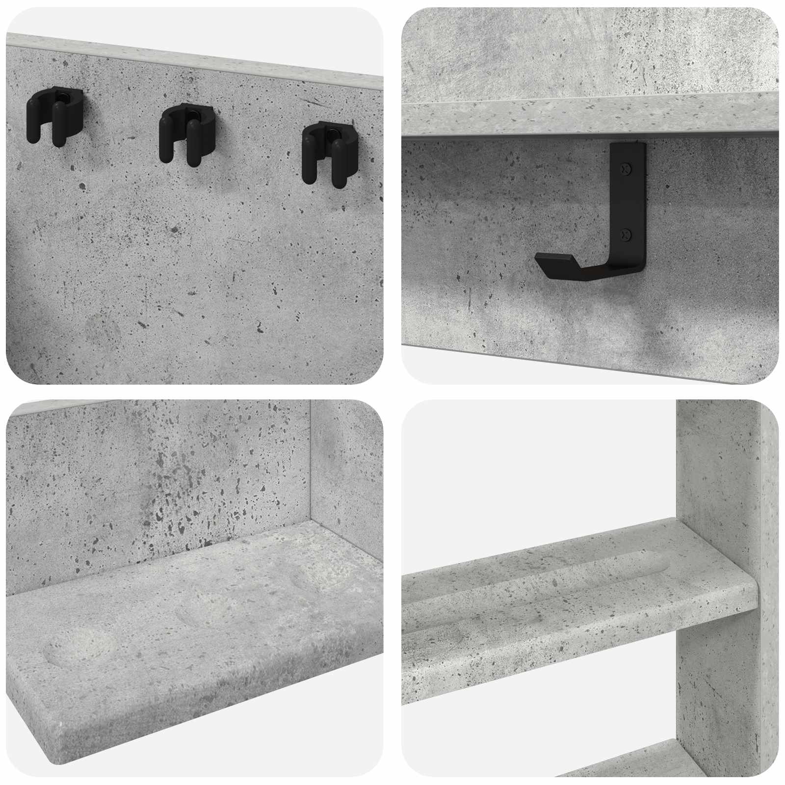 Biliárd dákó állvány szerelt fa 93 x 12 x 103 cm betonszürke