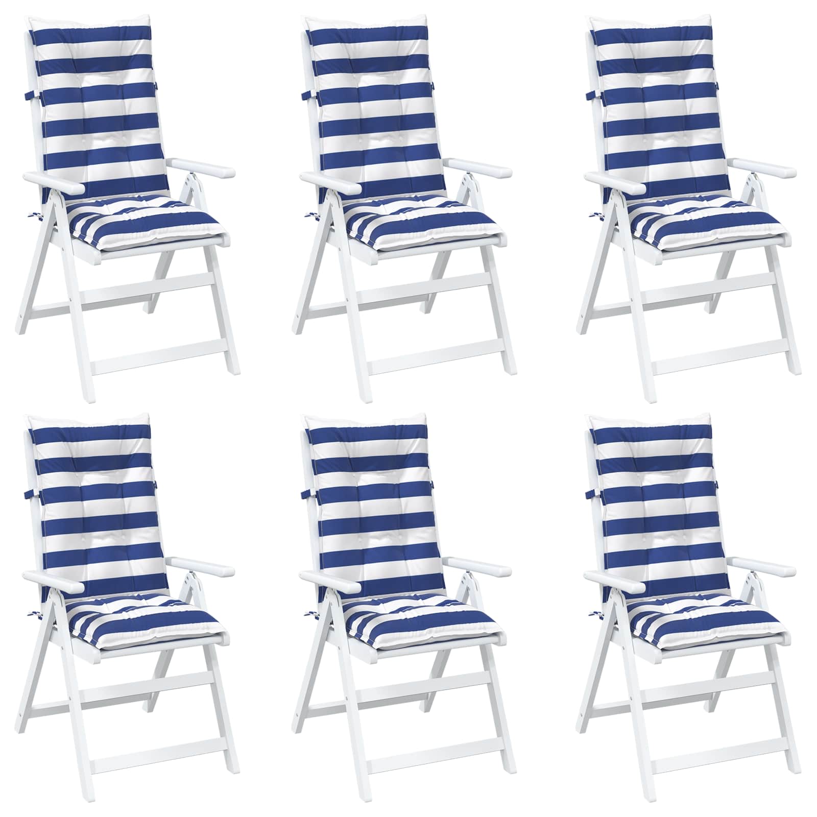 Kültéri párna 6 pcs kék és fehér 120 x 50 x 7 cm szövet