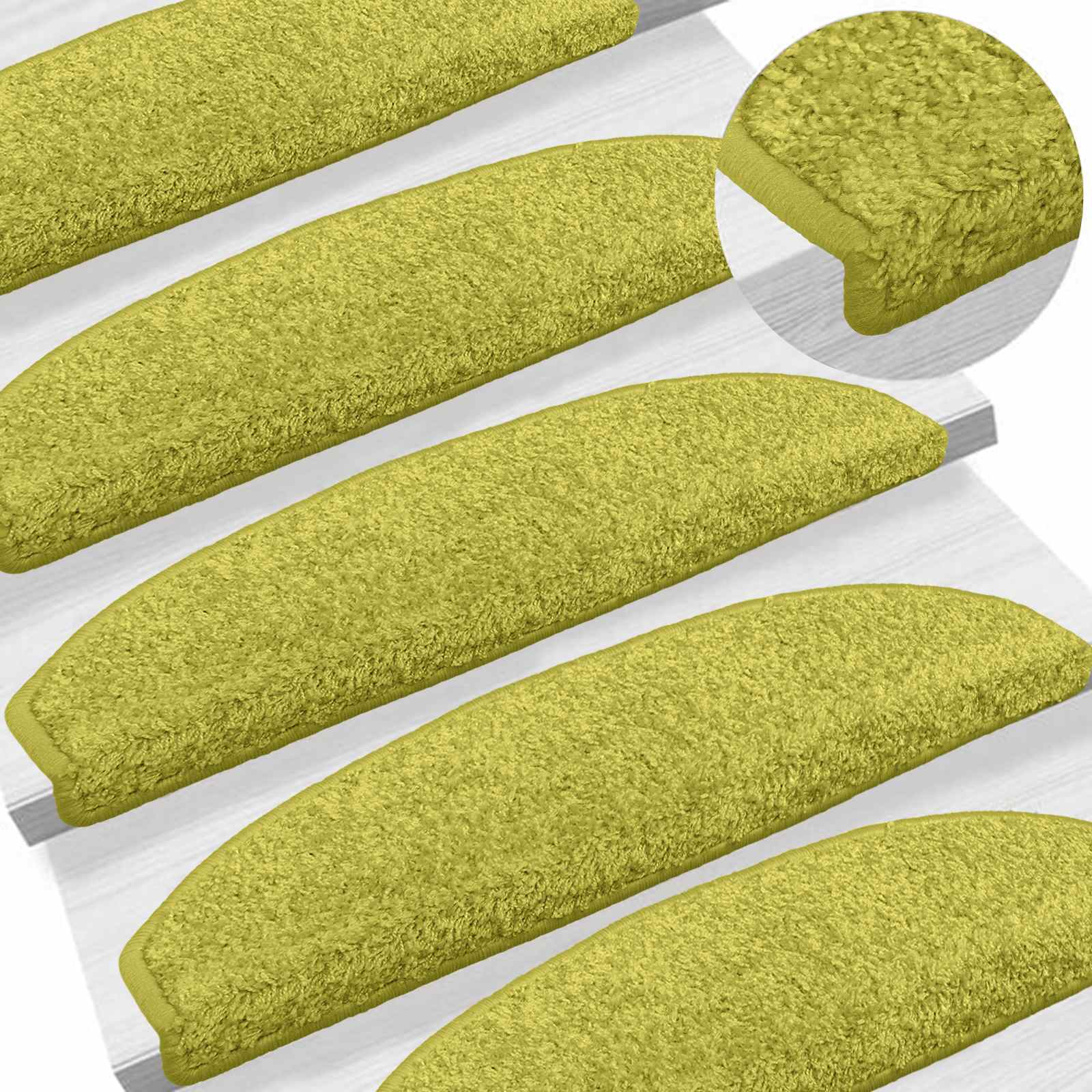 Öntapadós lépcsőszőnyegek félkör 15 pcs zöld 80 x 24,5 x 3,5 cm
