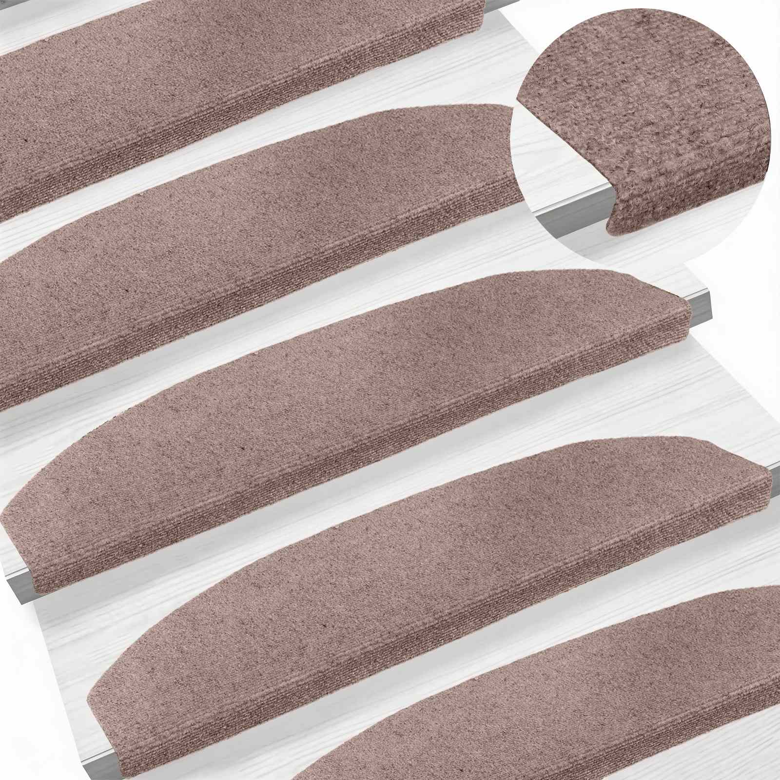 Öntapadós lépcsőszőnyegek félkör 15 pcs bézs 80 x 24,5 x 3,5 cm
