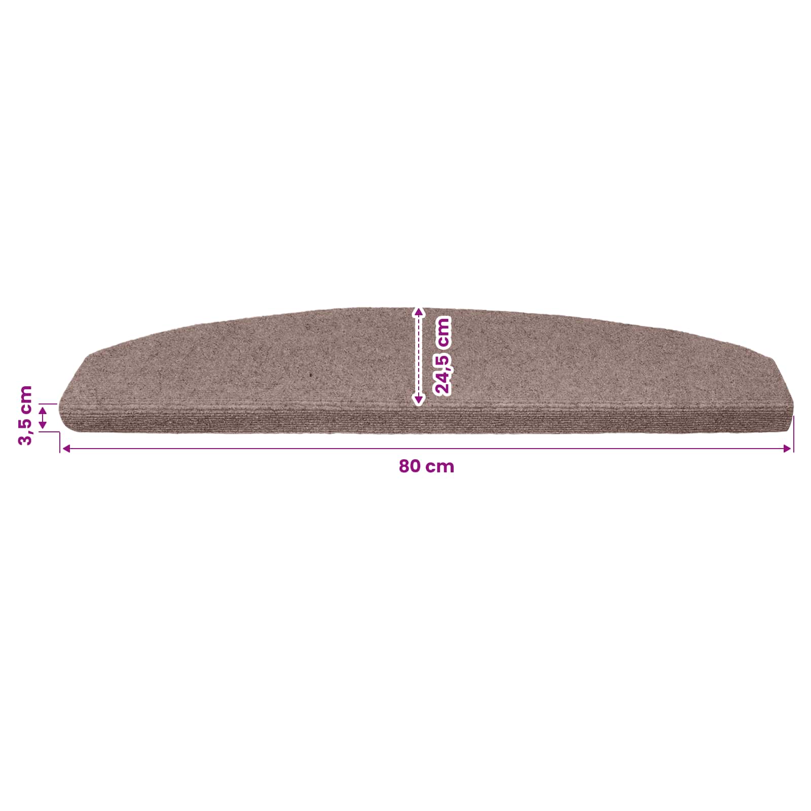 Öntapadós lépcsőszőnyegek félkör 15 pcs bézs 80 x 24,5 x 3,5 cm