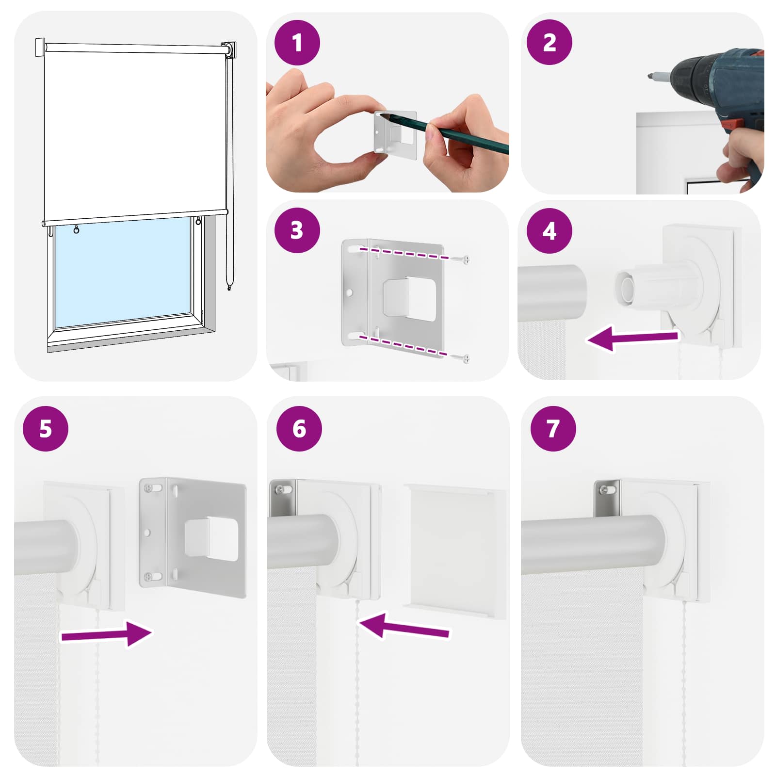 Roletta uv védelemmel fehér 200 x 140 cm poliészter