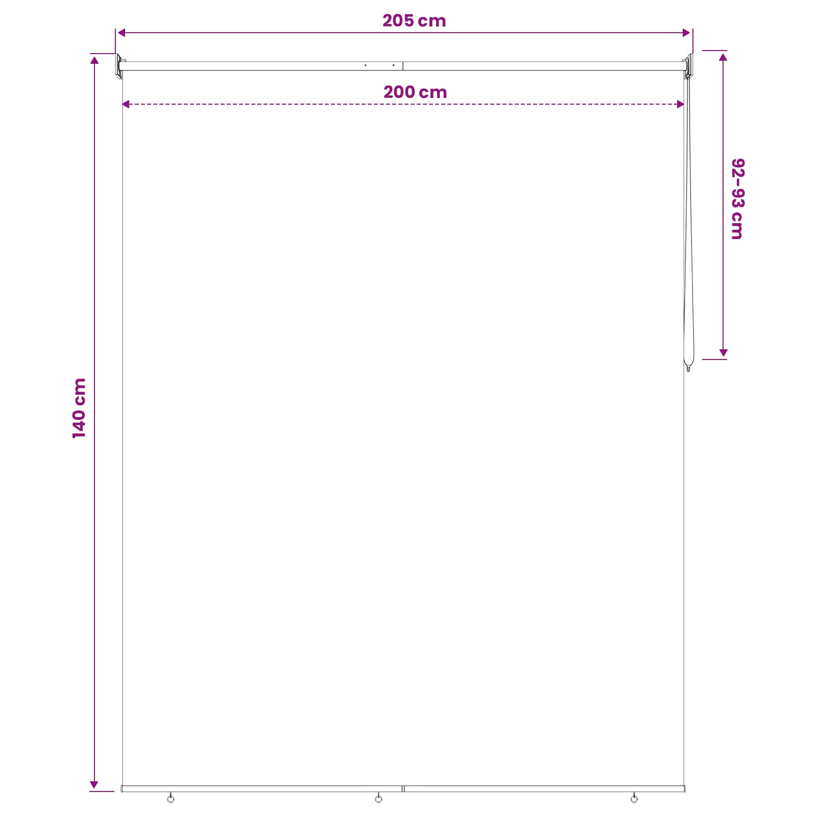 Roletta uv védelemmel fehér 200 x 140 cm poliészter