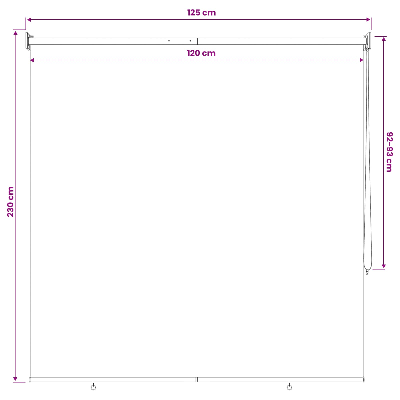 Roletta uv védelemmel fekete 120 x 230 cm poliészter