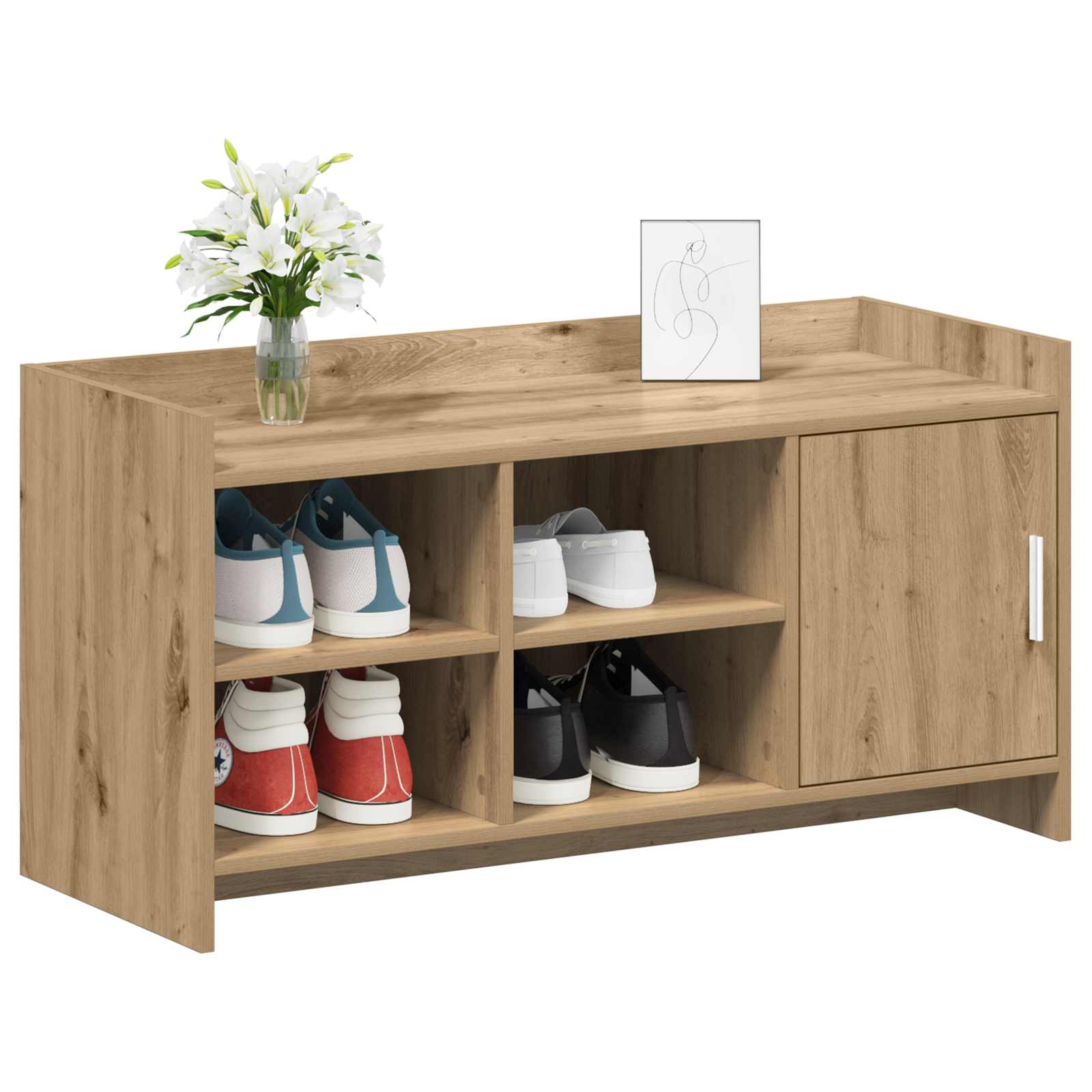 Cipőszekrény kézműves tölgy 100 x 39,5 x 51 cm szerelt fa