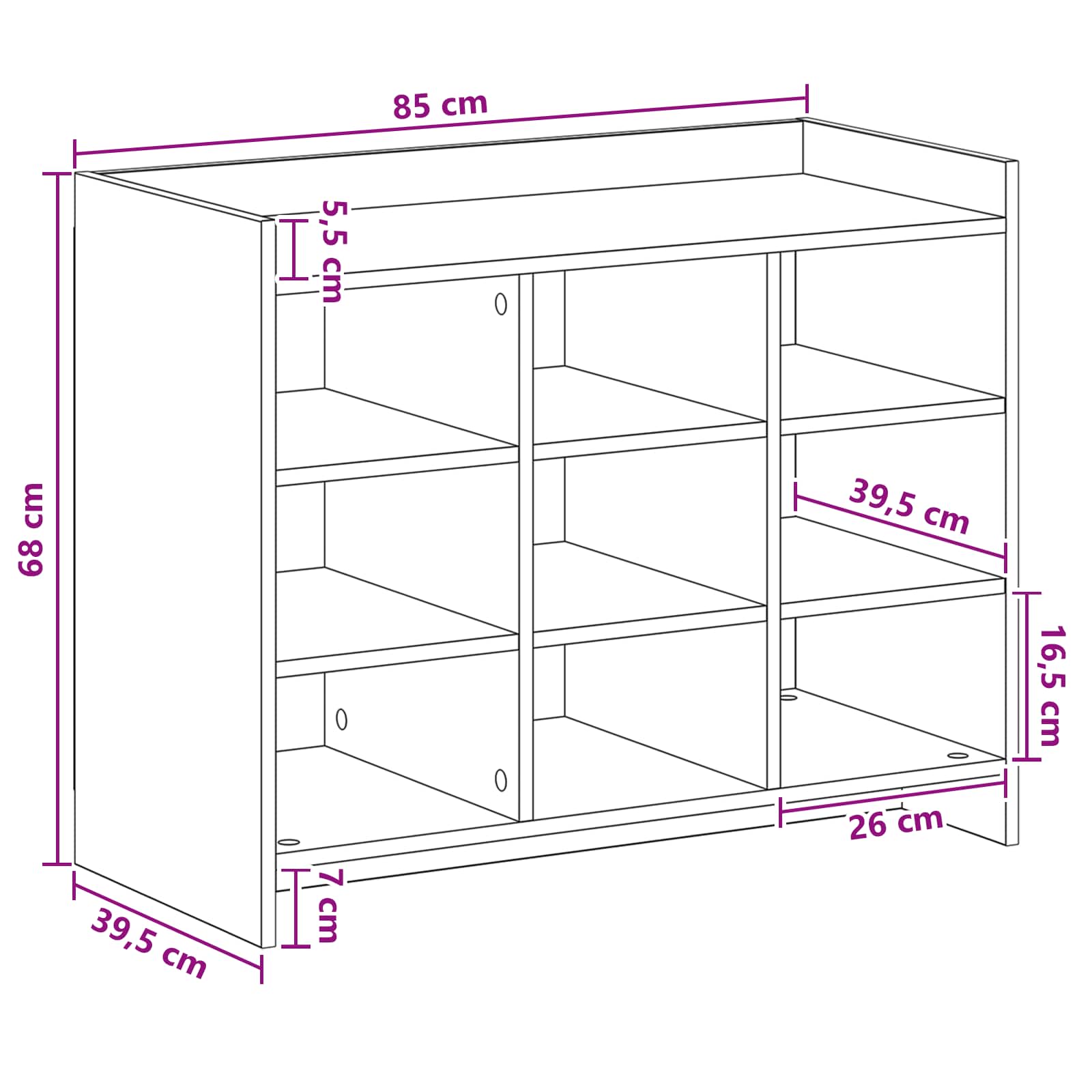 Cipőszekrény fekete tölgy 85 x 39,5 x 70 cm szerelt fa