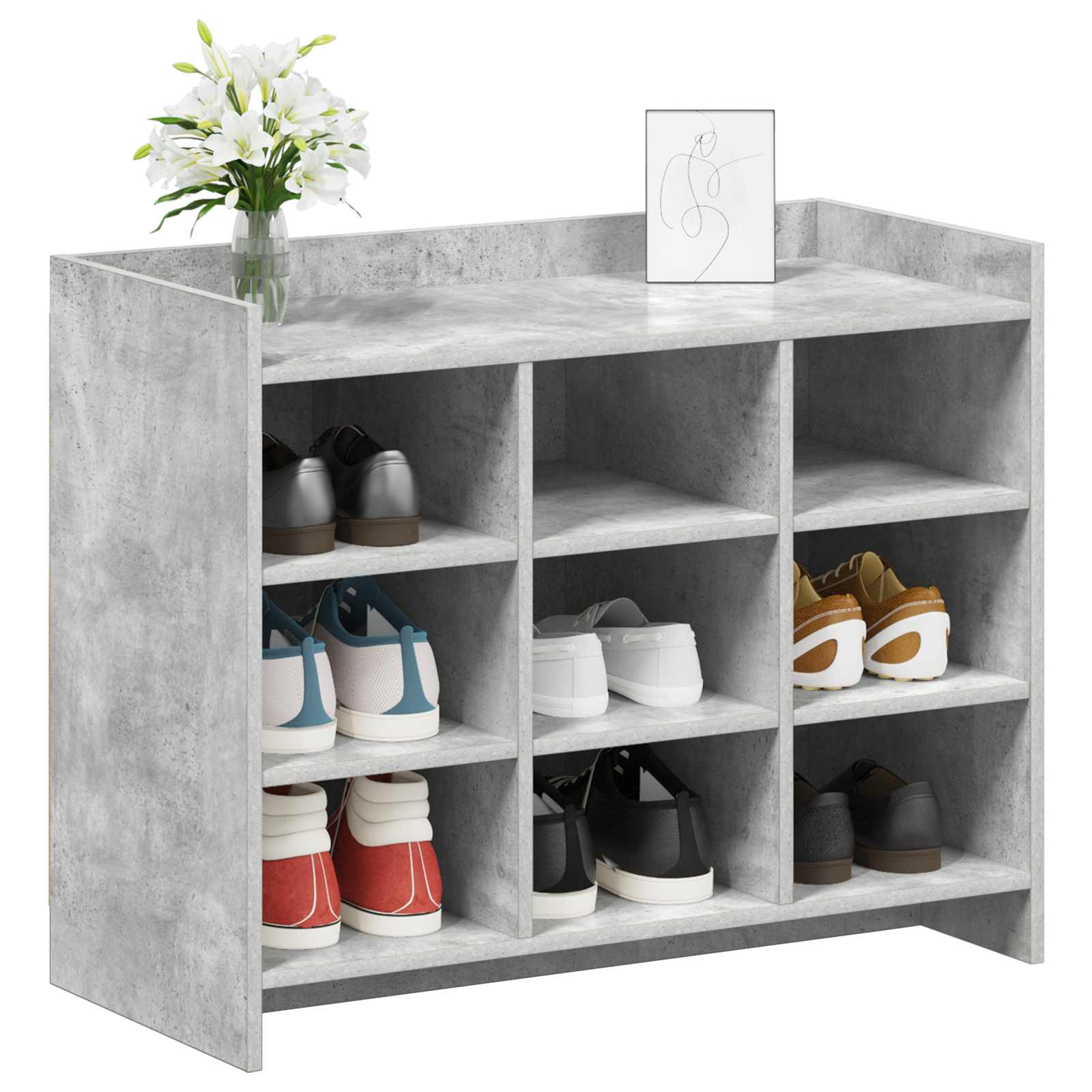 Cipőszekrény tárolóval betonszürke 85 x 39,5 x 70 cm szerelt fa