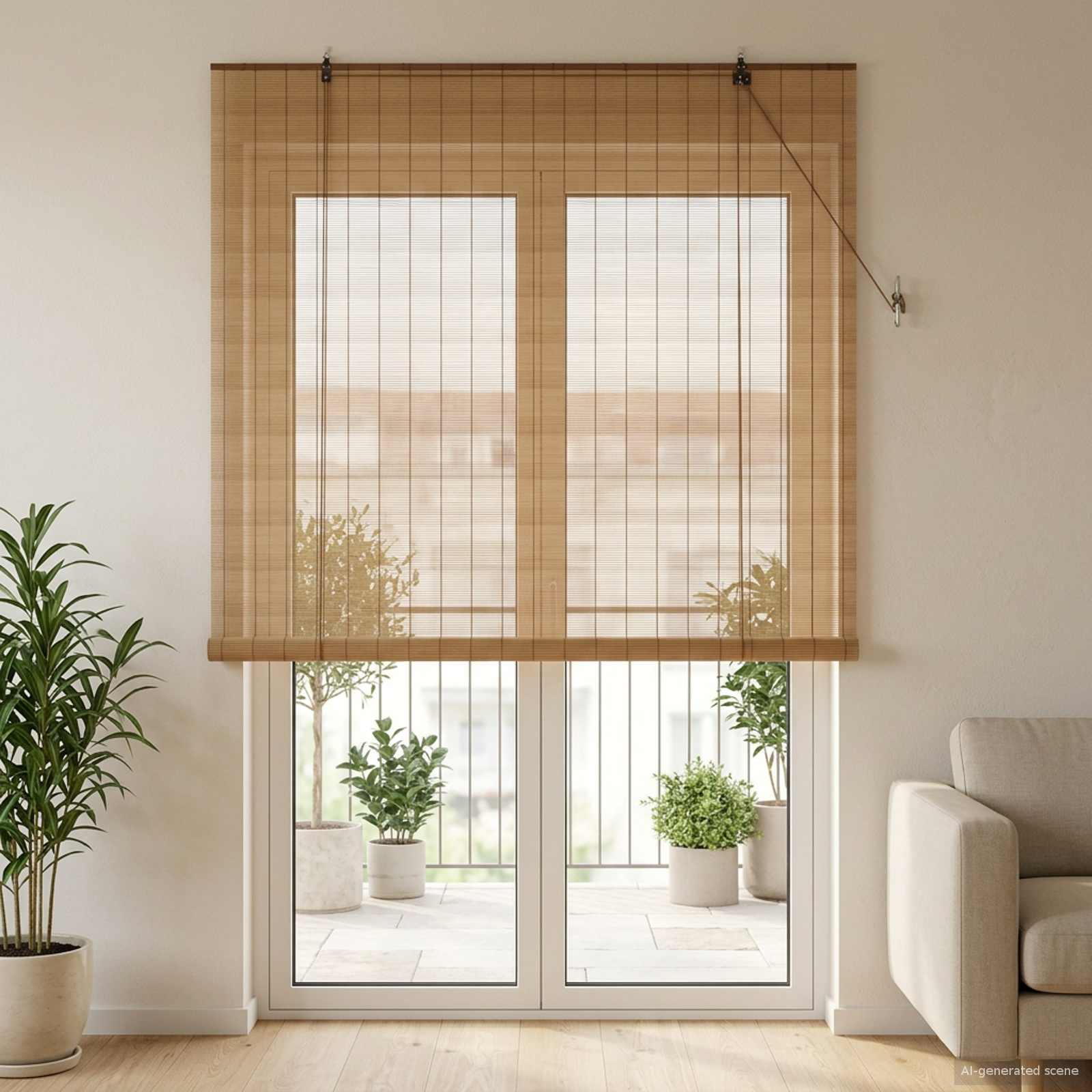Roletta barna 130 x 220 cm bambusz