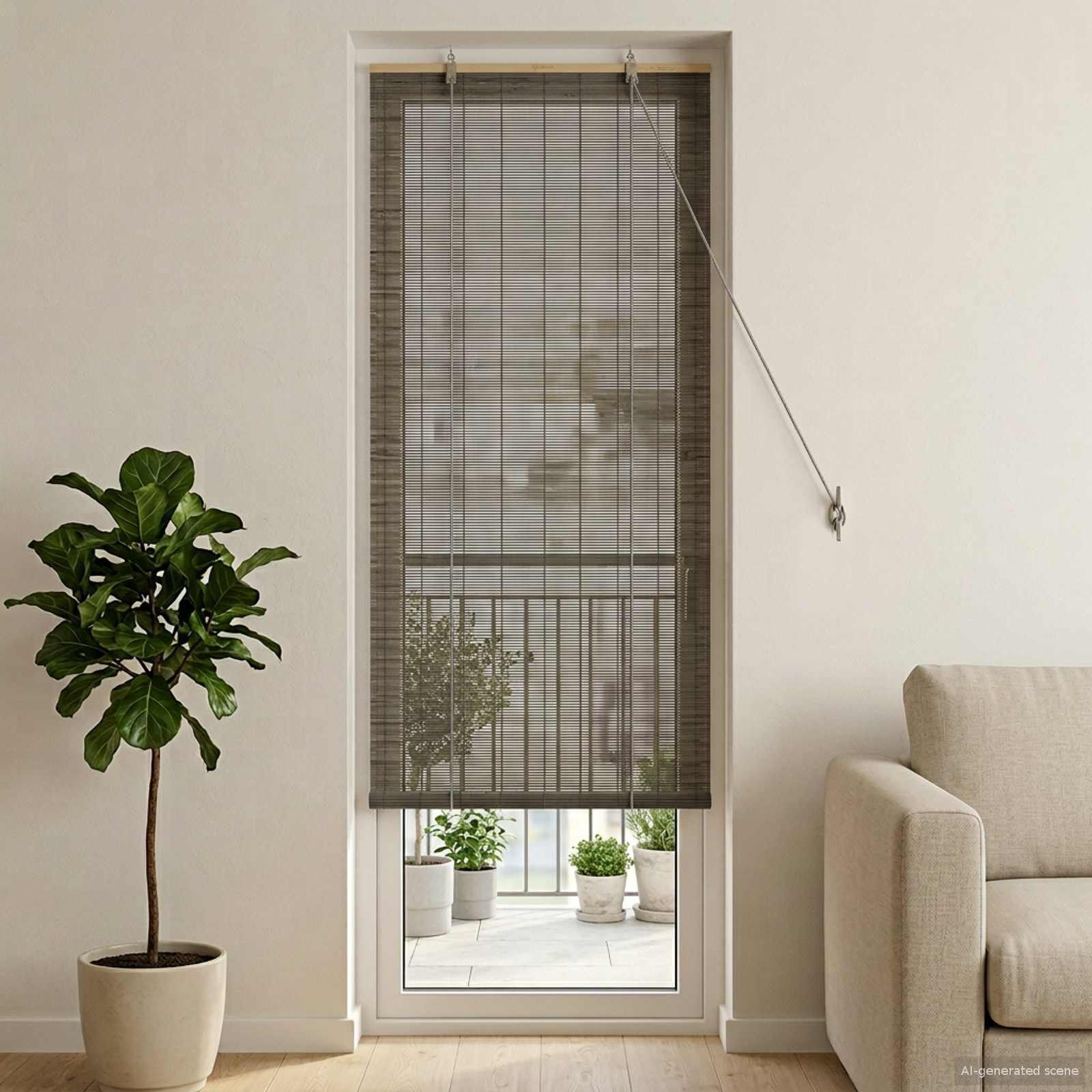 Roletta szürke 40 x 220 cm bambusz