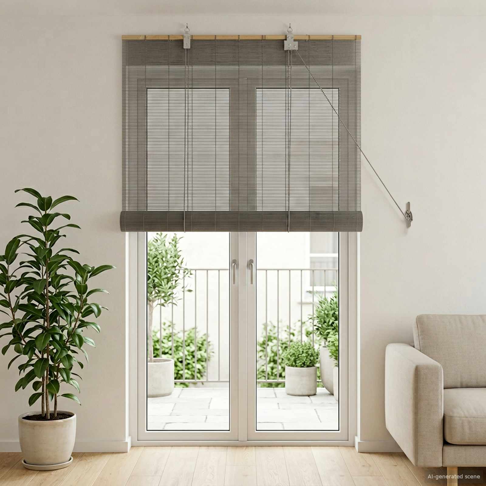 Roletta szürke 90 x 220 cm bambusz