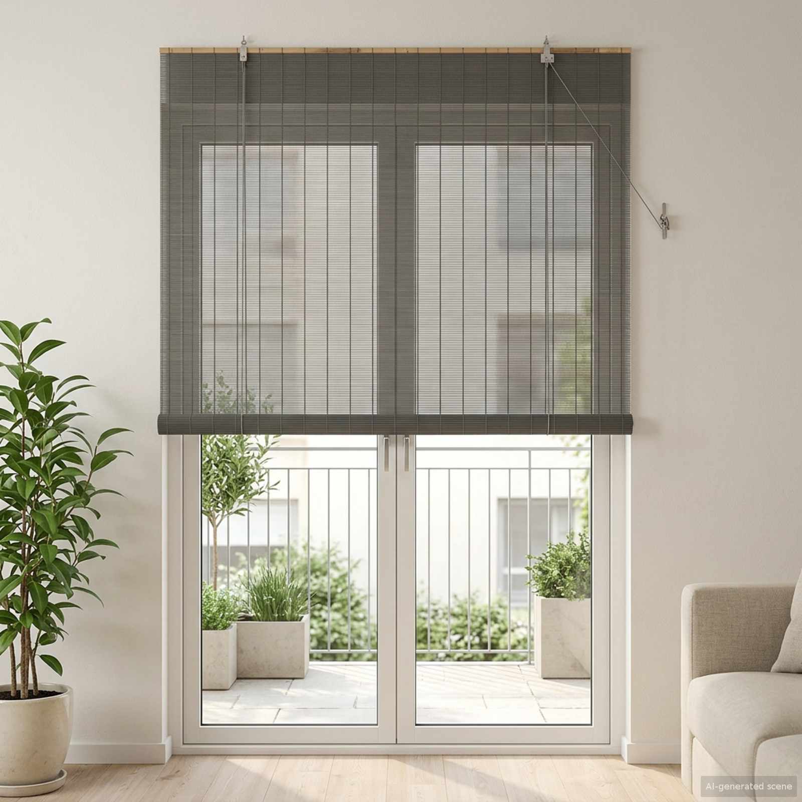 Roletta szürke 160 x 220 cm bambusz