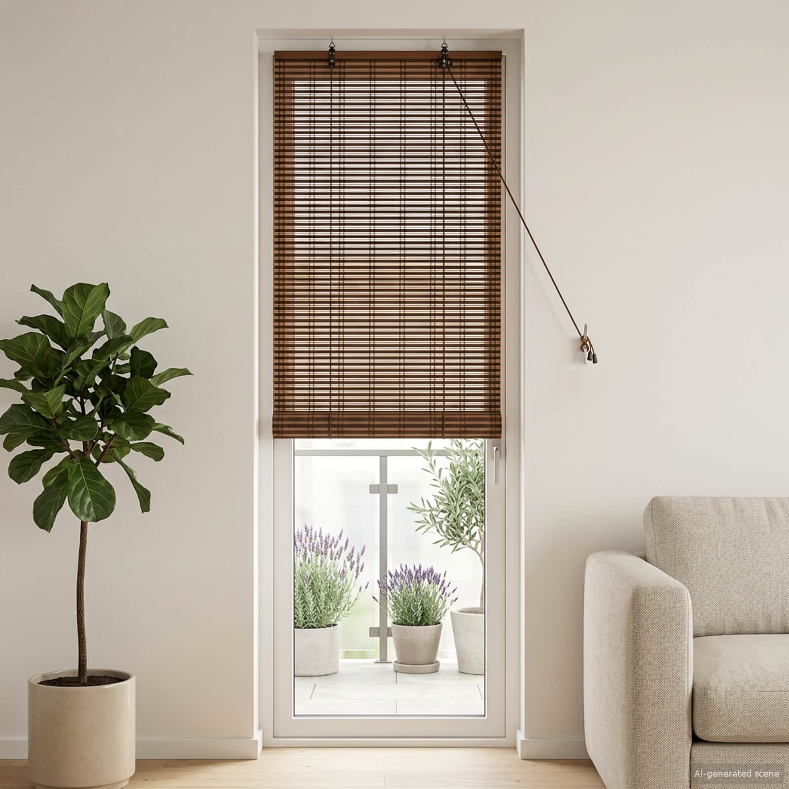 Roletta barna 70 x 220 cm bambusz