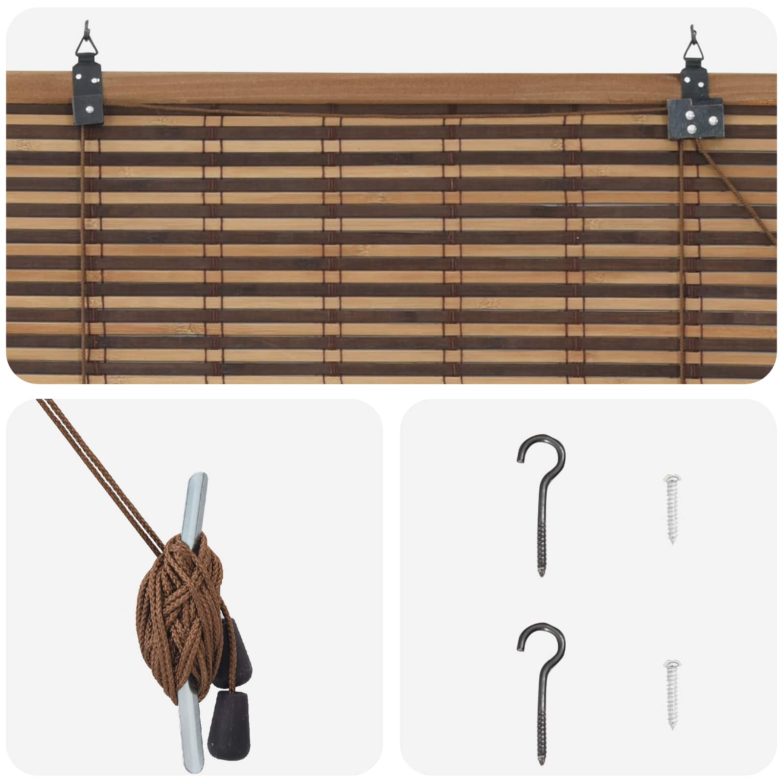 Roletta barna 130 x 160 cm bambusz