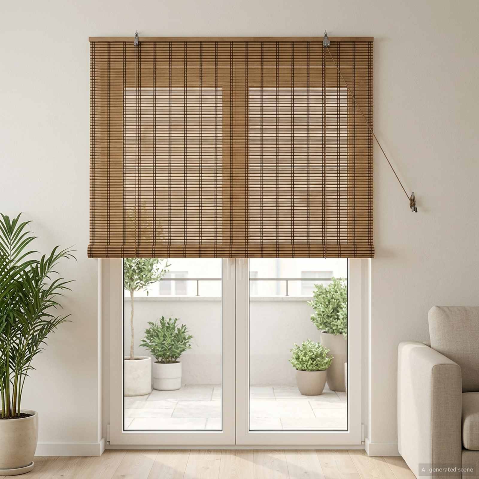 Roletta barna 160 x 220 cm bambusz