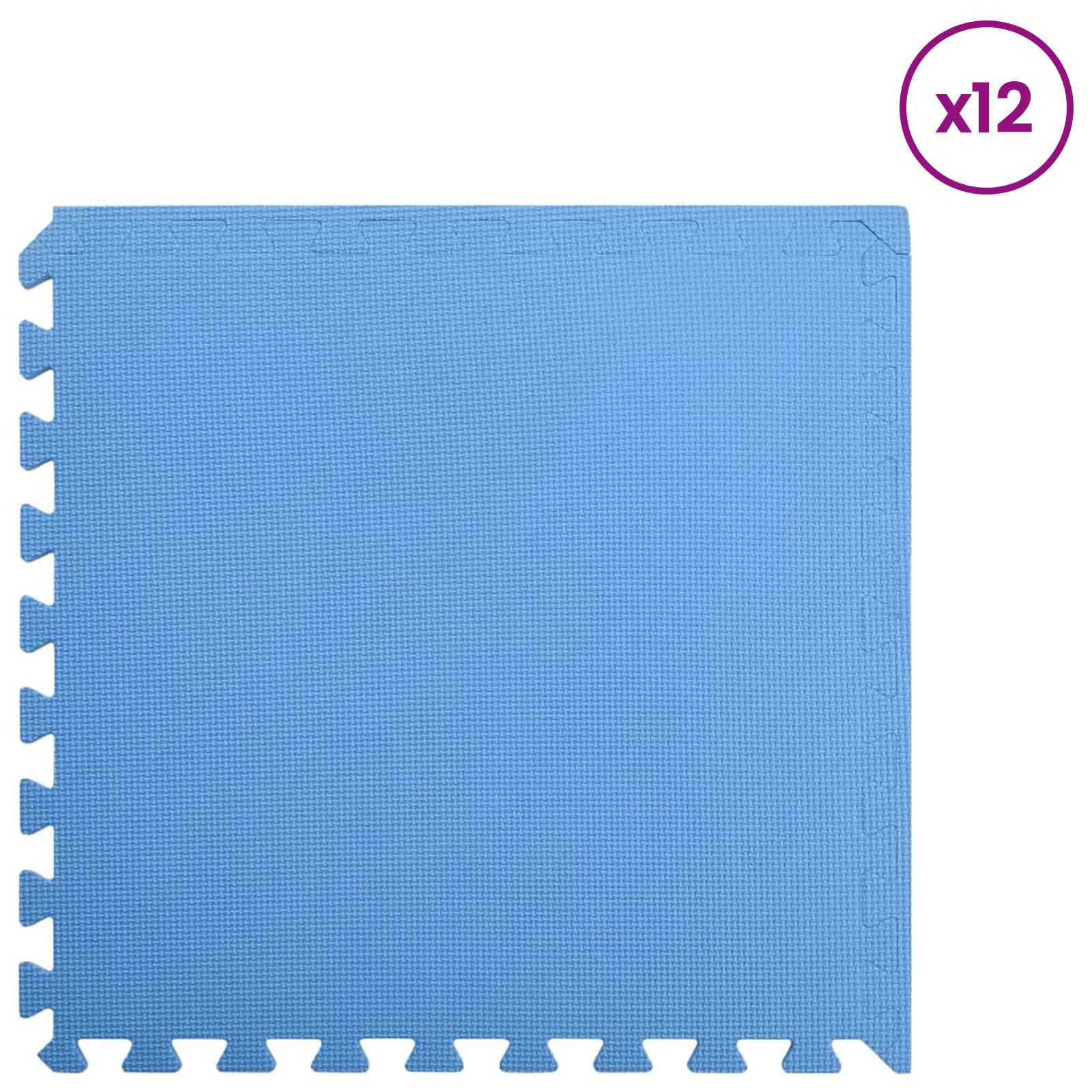 Puzzle edzőszőnyegek 12 pcs kék 4,32 ㎡ eva hab