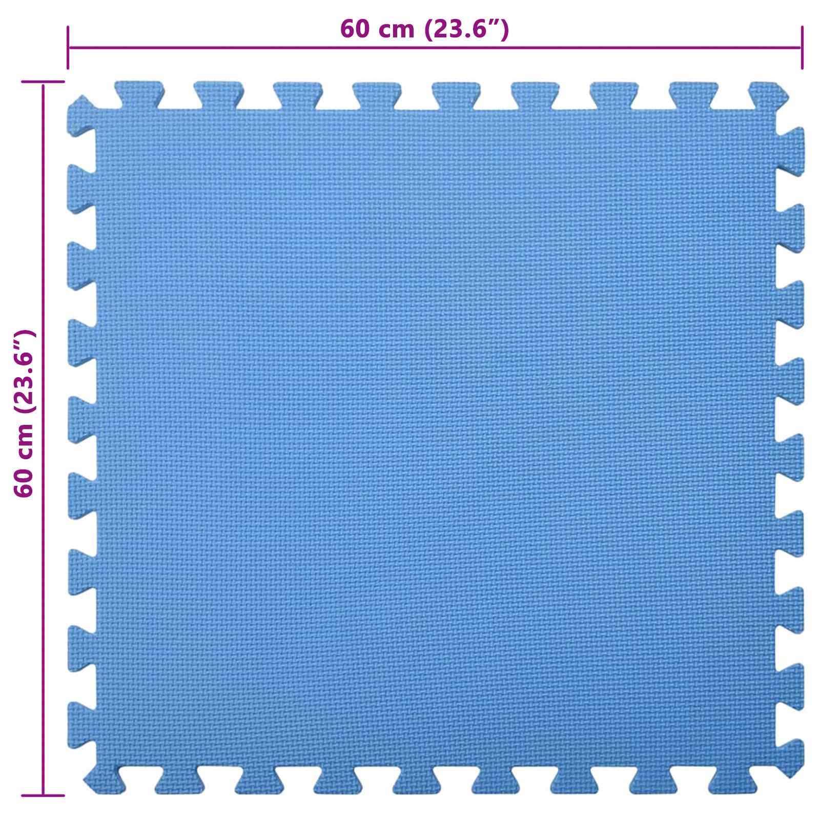 Puzzle edzőszőnyegek 24 pcs kék 8,64 ㎡ eva hab