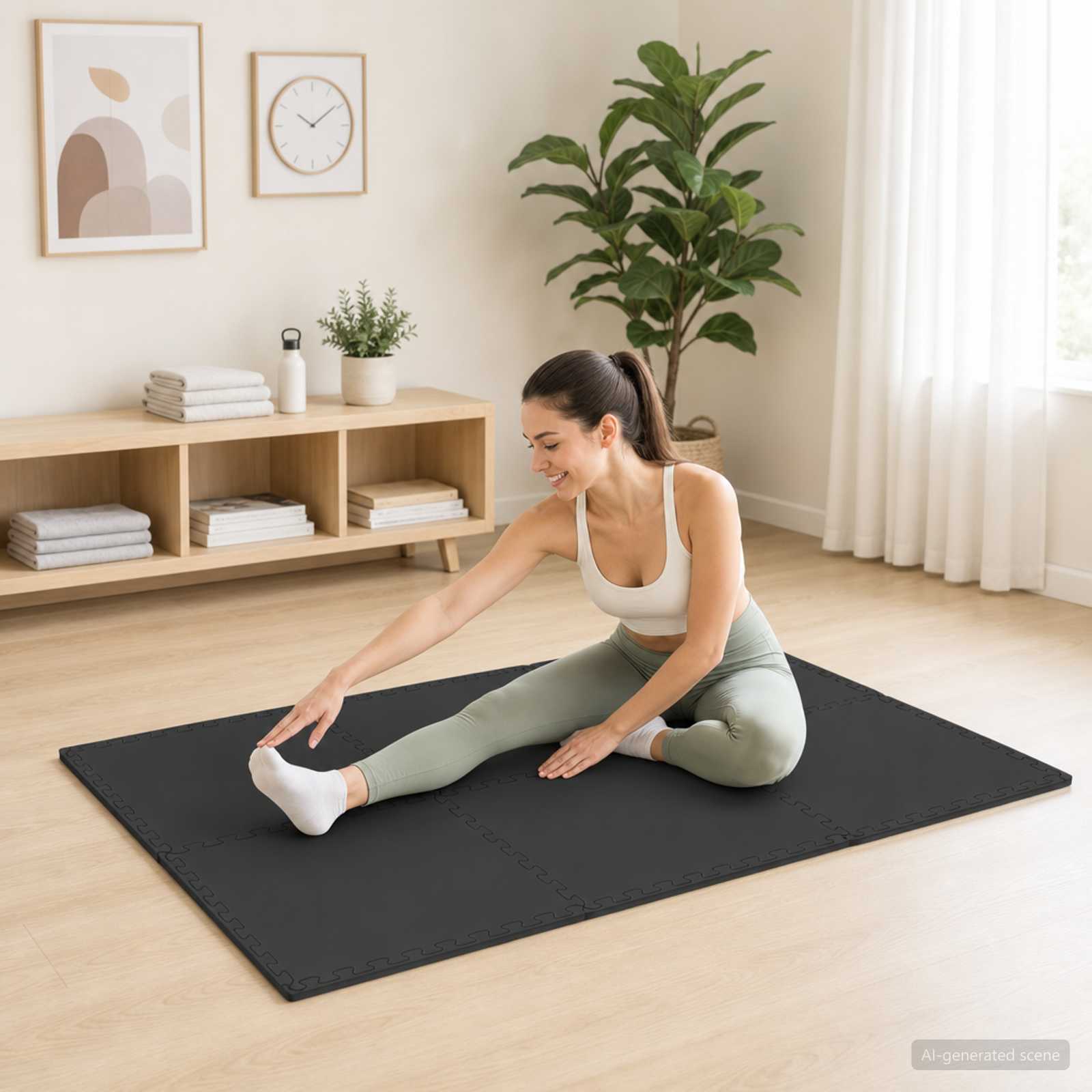 Padló szőnyegek 24 pcs fekete 8,64 m² eva hab