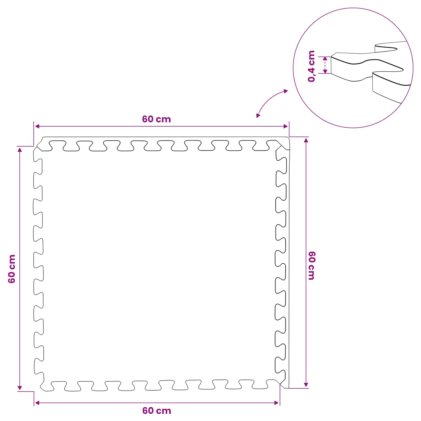 Padló szőnyegek 24 pcs fekete 8,64 m² eva hab