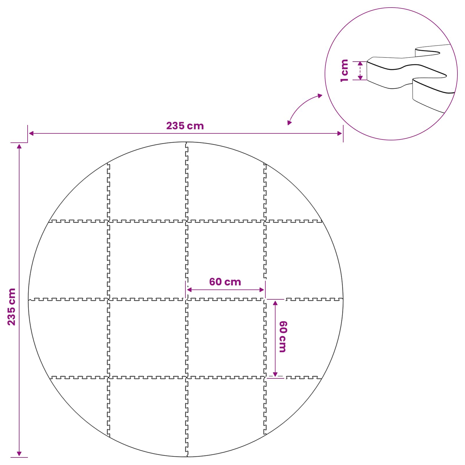 Medence aljzat 16 db ø 235 cm kerek eva hab kék