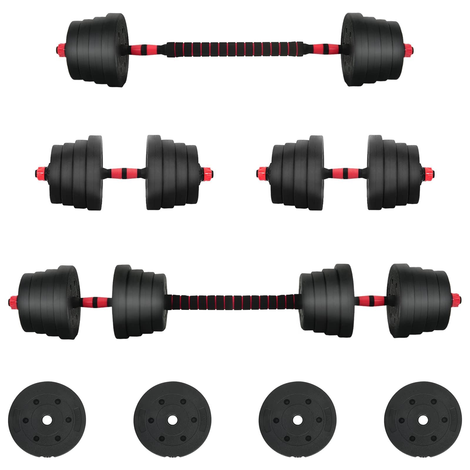 2 az 1-ben súlyzó készlet 40kg fekete és piros