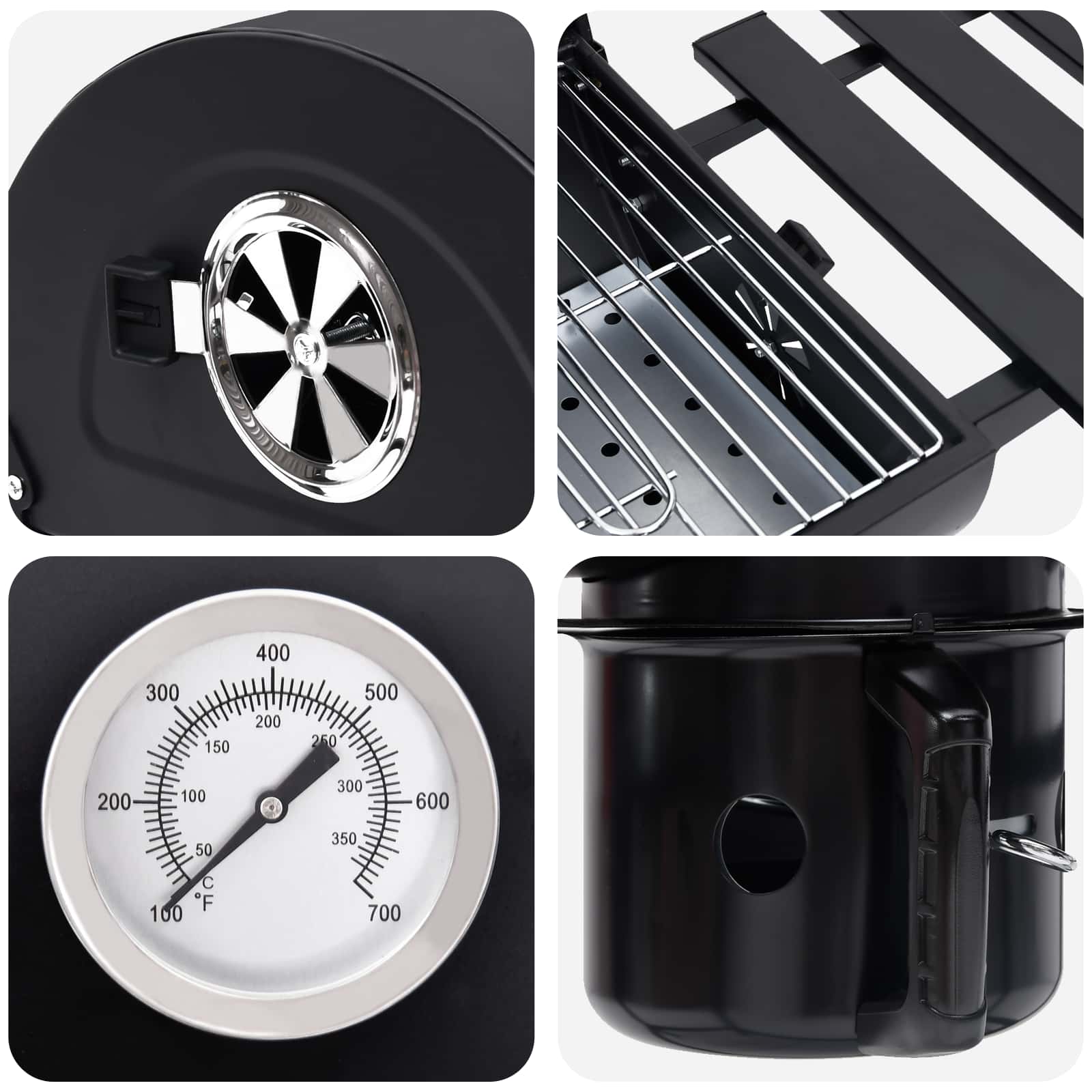 Hordós grill kerekekkel és polcokkal 3 db 115 x 85 x 95 cm fém