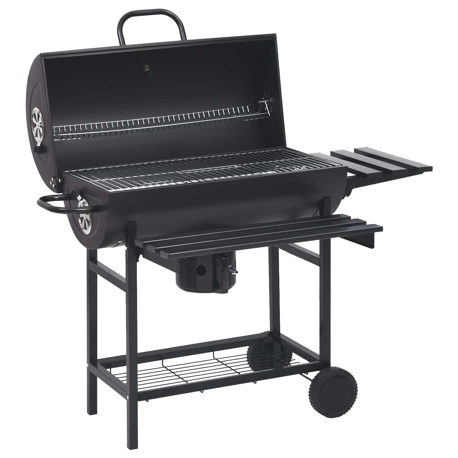Hordós grill kerekekkel és polcokkal 3 db 115 x 85 x 95 cm fém