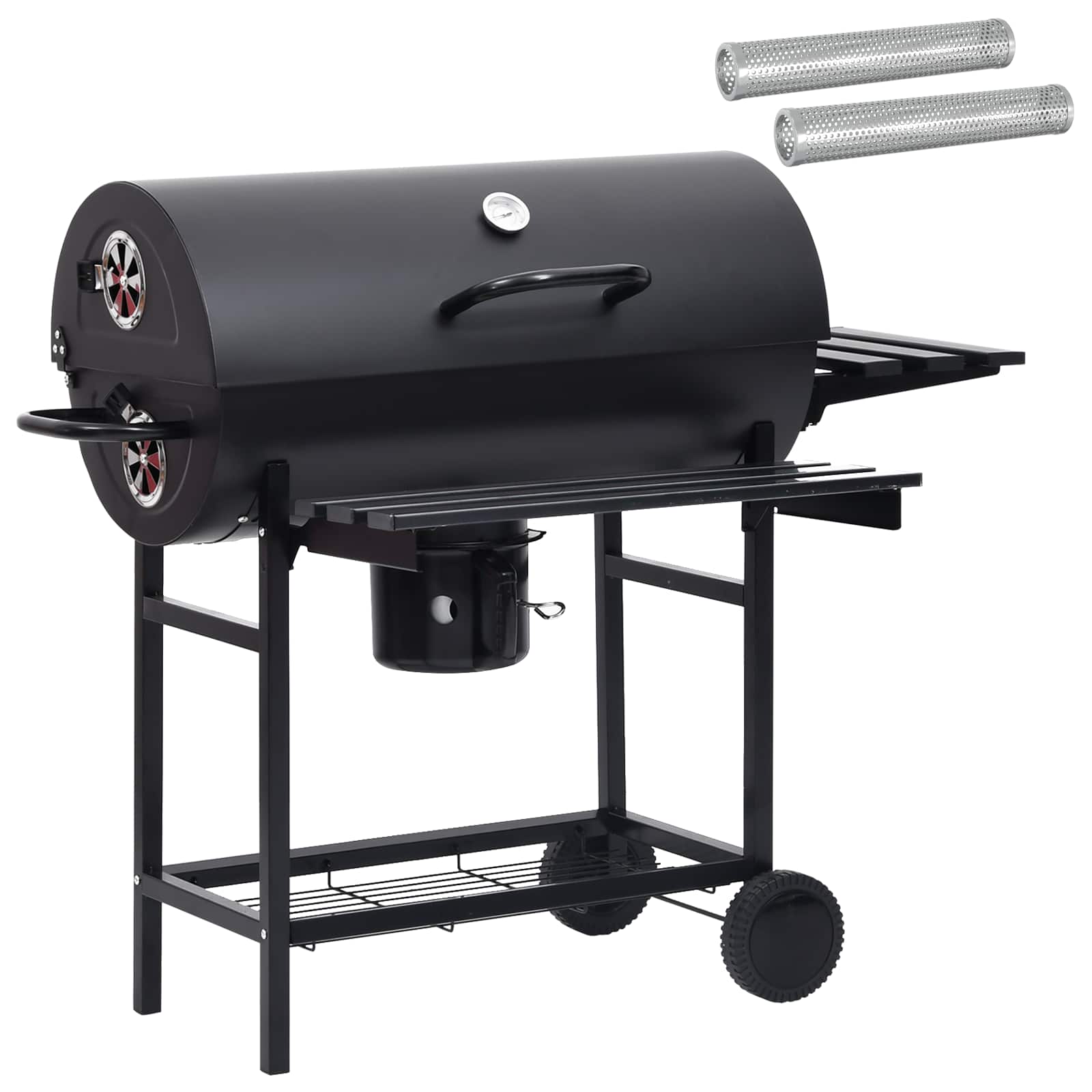 Hordós grill kerekekkel és polcokkal 3 db 115 x 85 x 95 cm fém