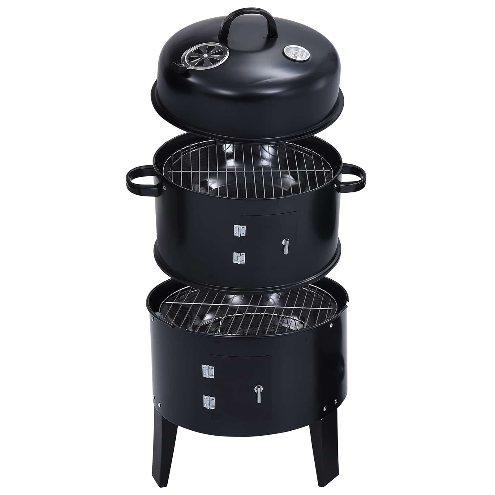 Kültéri grill ø 40 x 80 cm acél fekete