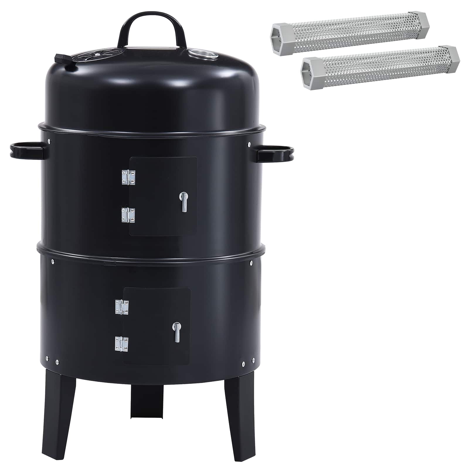 Kültéri grill ø 40 x 80 cm acél fekete