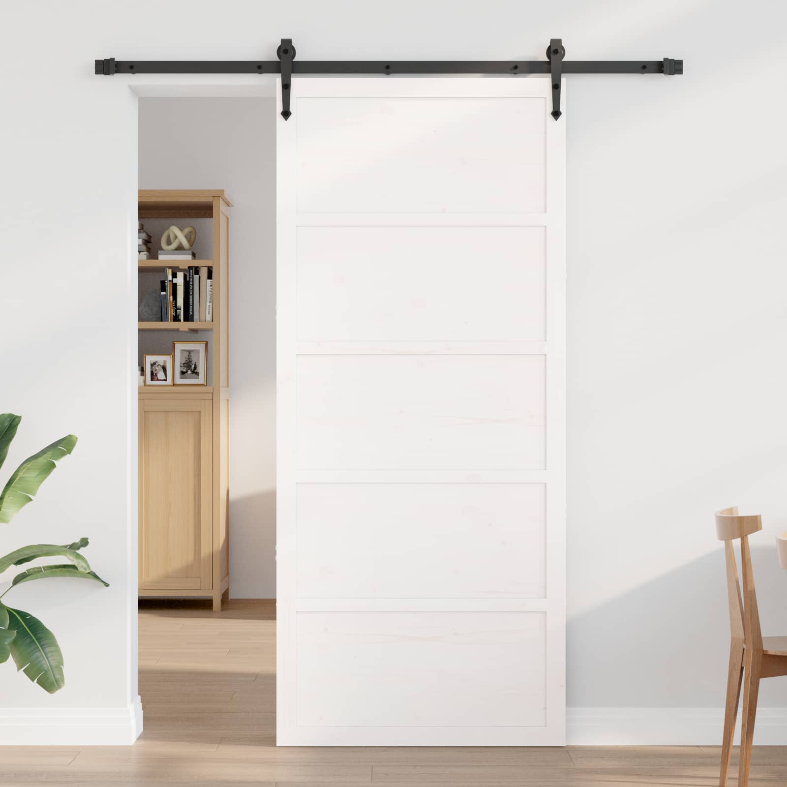Istállóajtó fehér 80 x 2,5 x 208 cm tömör fenyőfa