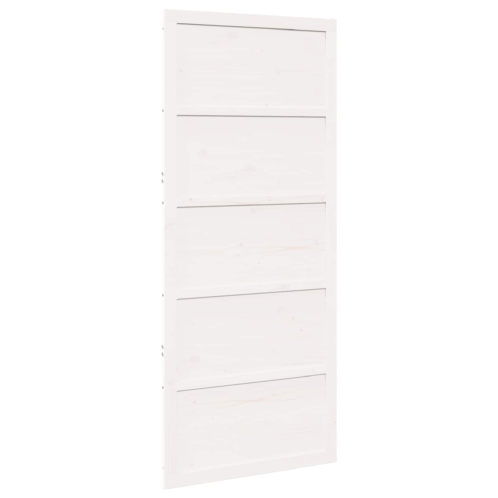 Istállóajtó fehér 80 x 2,5 x 208 cm tömör fenyőfa