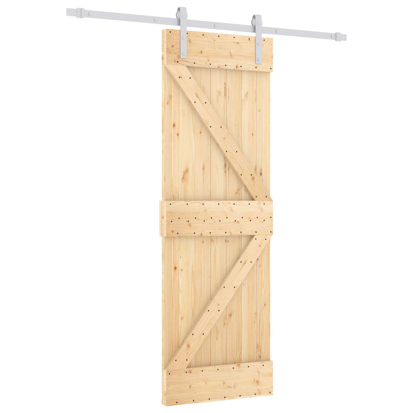 Csúszó ajtó természetes és fehér 70 x 210 cm szilárd fenyőfa