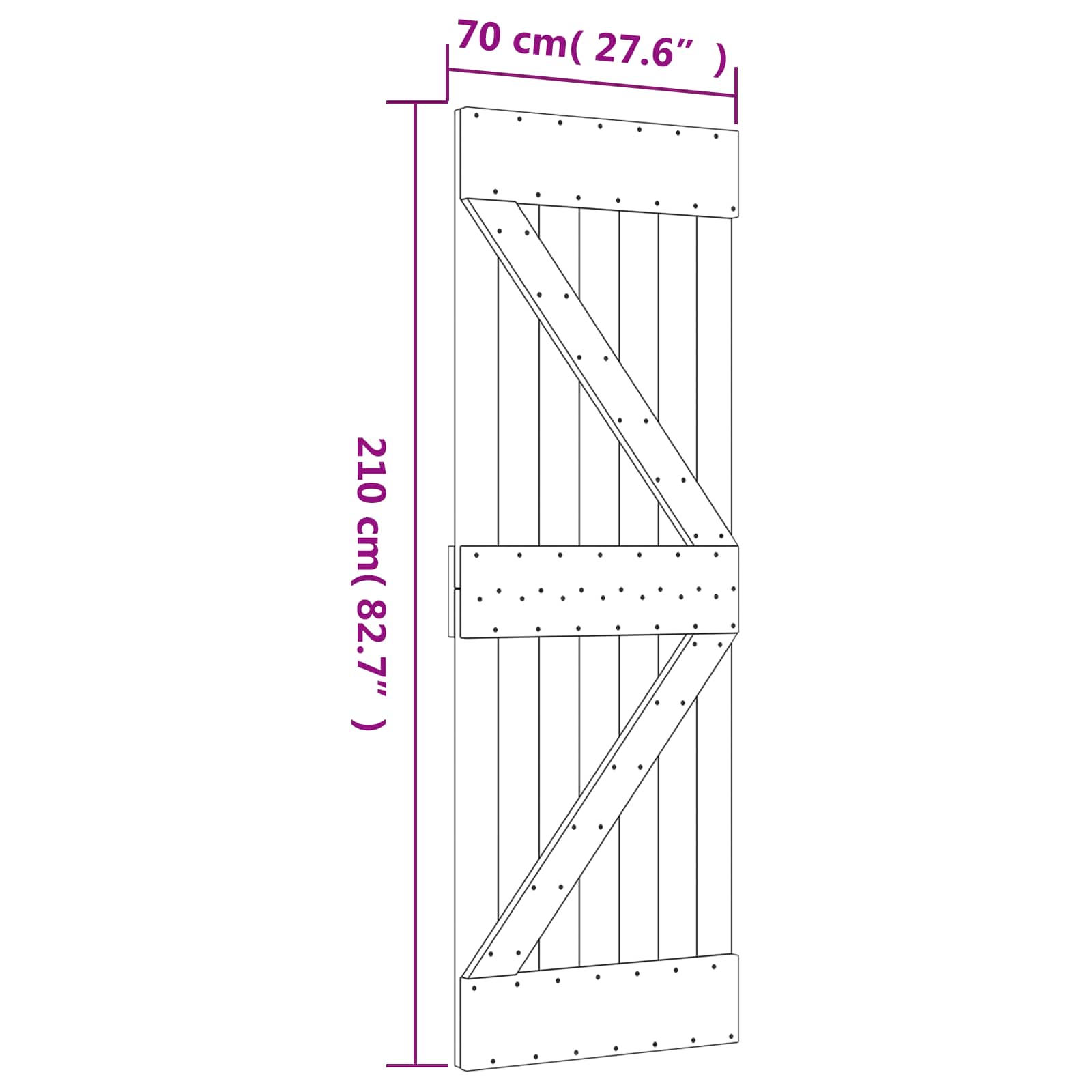 Csúszó ajtó természetes és fehér 70 x 210 cm szilárd fenyőfa