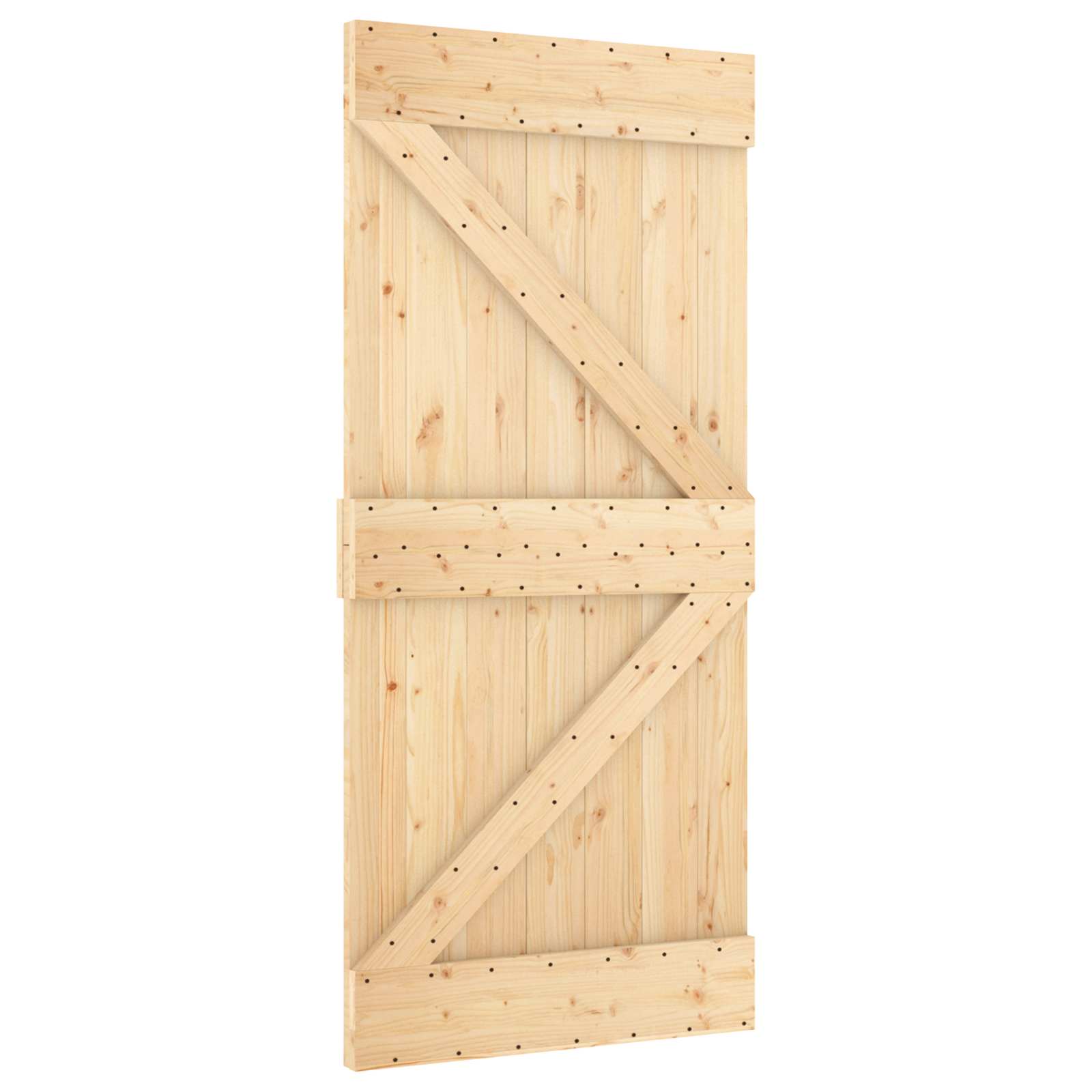 Csúszó ajtó természetes és fehér 95 x 210 cm szilárd fenyőfa