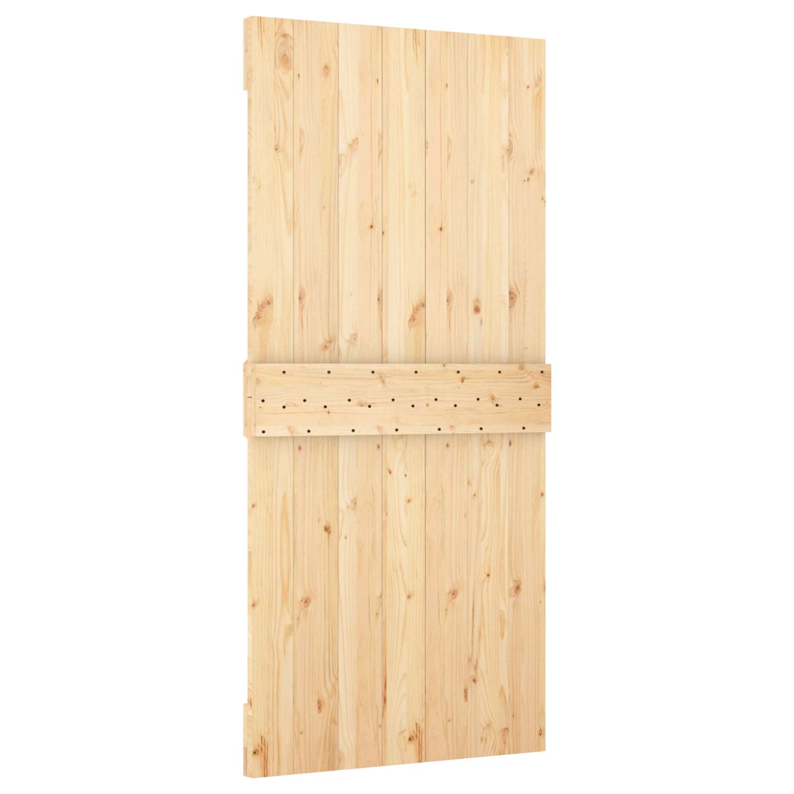 Csúszó ajtó természetes és fehér 95 x 210 cm szilárd fenyőfa