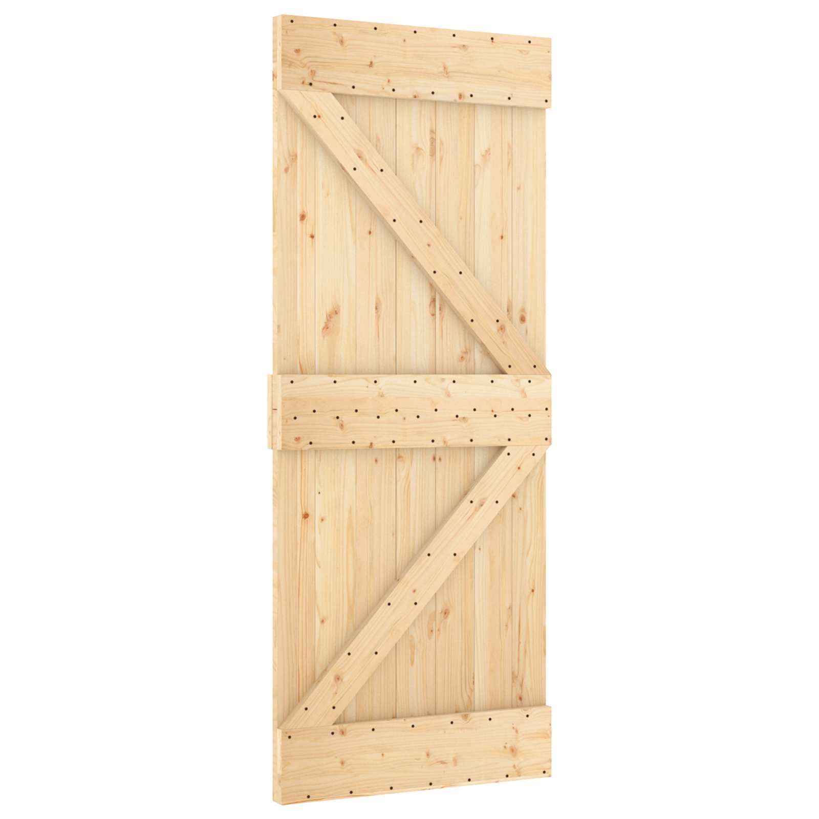 Csúszó ajtó természetes és fehér 85 x 210 cm szilárd fenyőfa