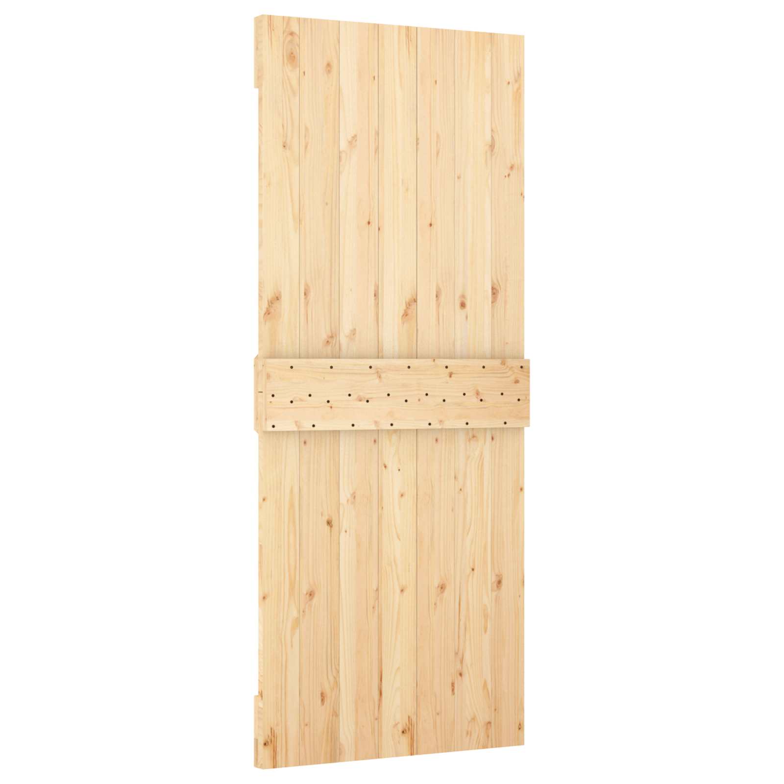 Csúszó ajtó természetes és fehér 85 x 210 cm szilárd fenyőfa