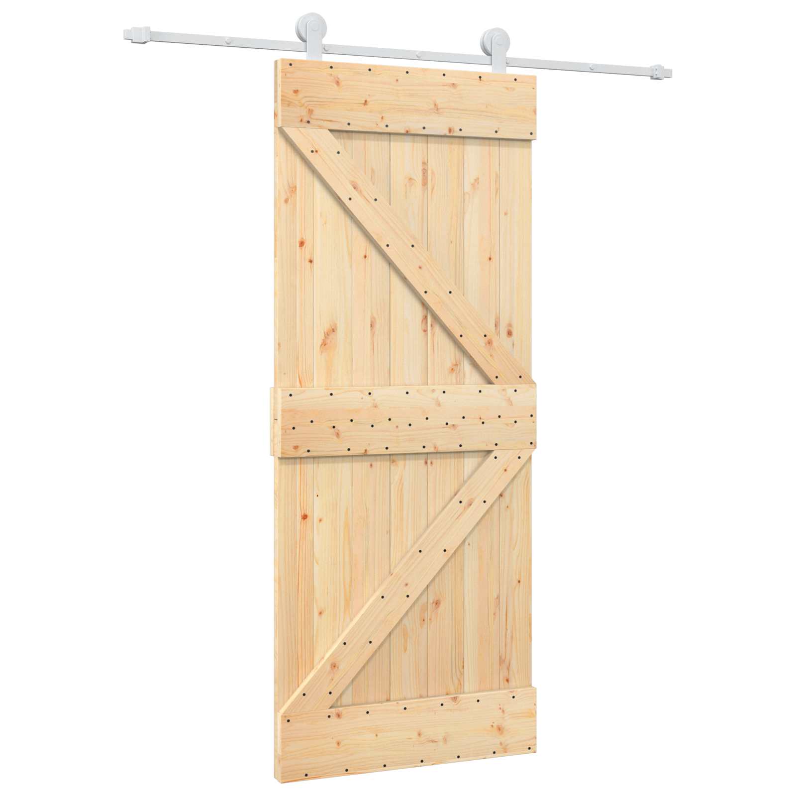 Csúszó ajtó természetes és fehér 85 x 210 cm szilárd fenyőfa