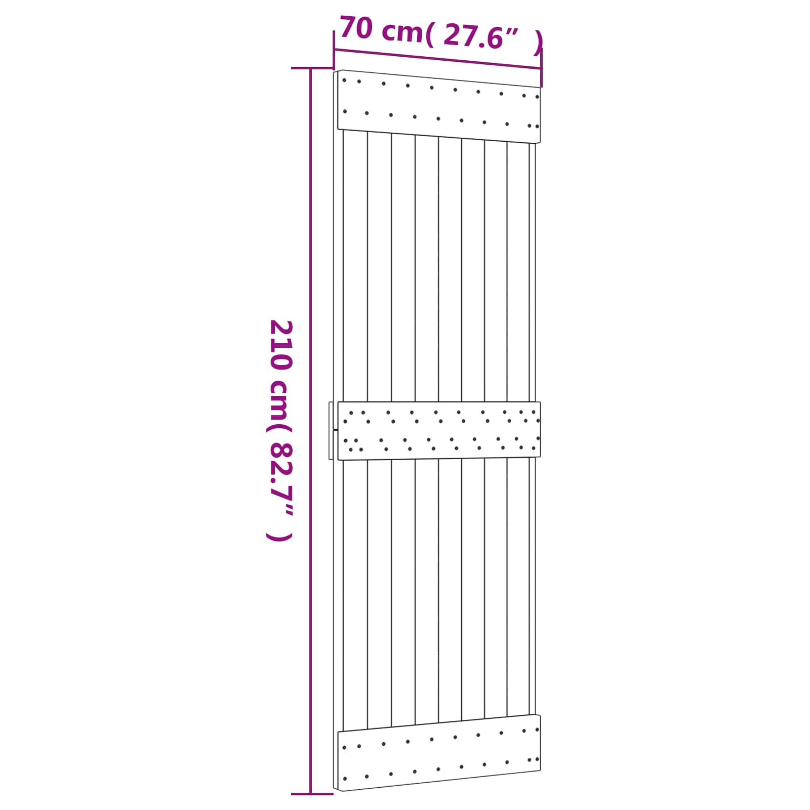 Csúszó ajtó természetes és fehér 70 x 210 cm szilárd fenyőfa