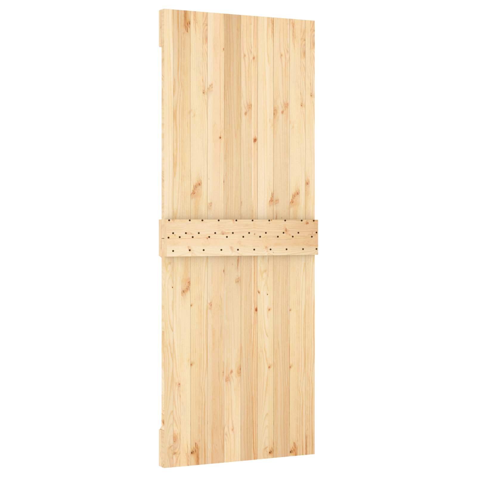 Csúszó ajtó természetes és fehér 80 x 210 cm szilárd fenyőfa