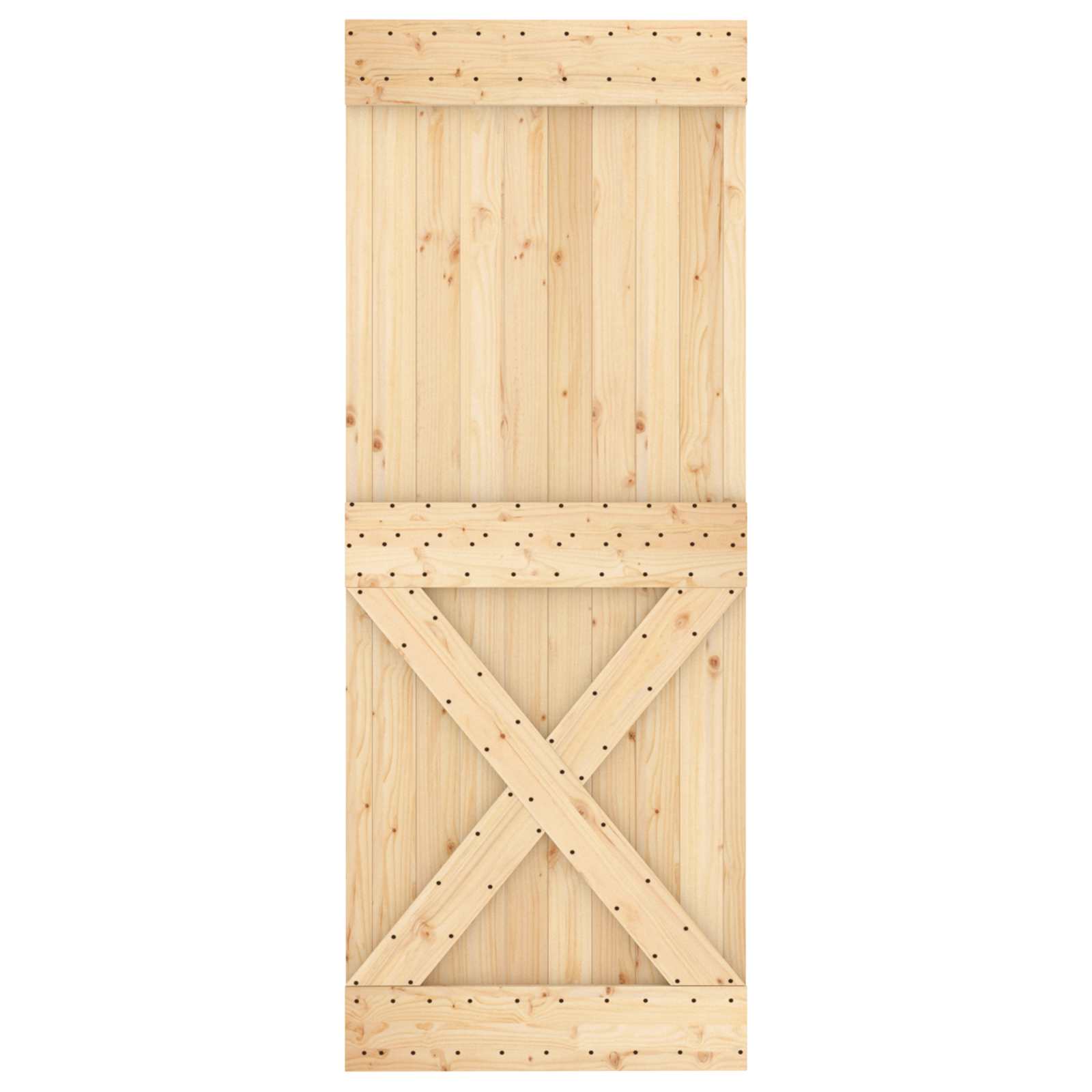 Csúszó ajtó természetes és fehér 80 x 210 cm szilárd fenyőfa