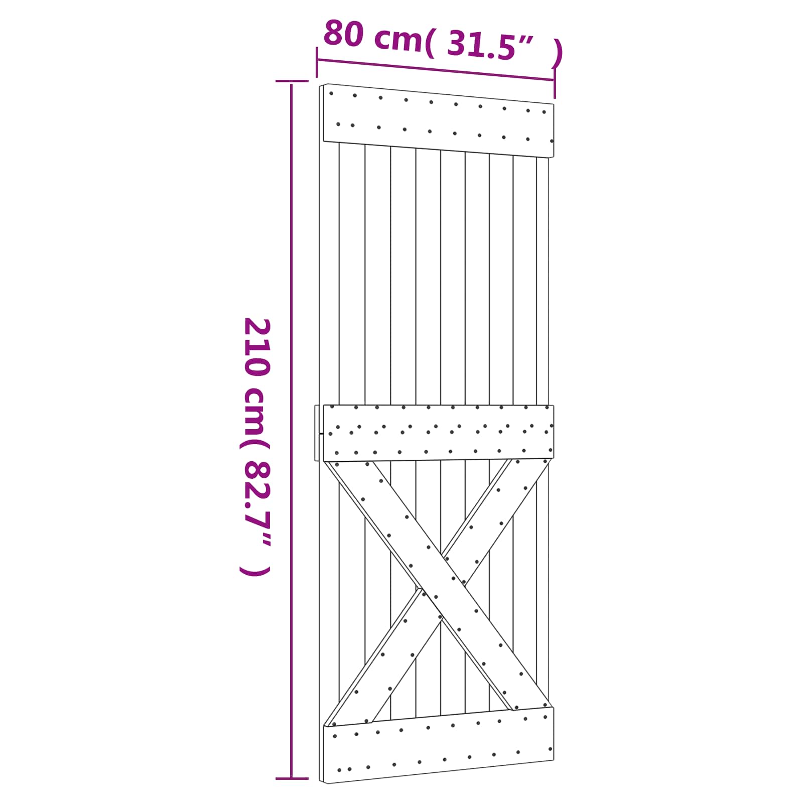 Csúszó ajtó természetes és fehér 80 x 210 cm szilárd fenyőfa