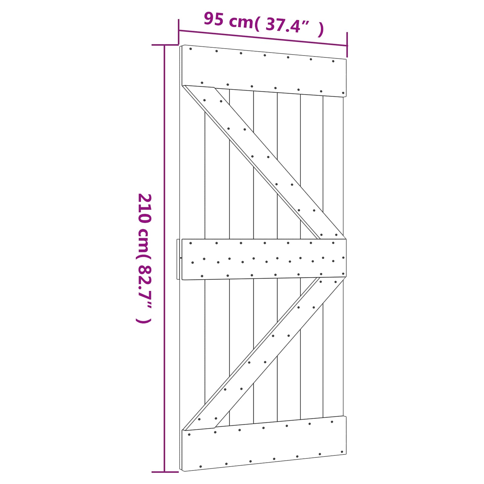 Csúszó ajtó természetes és fehér 95 x 210 cm szilárd fenyőfa